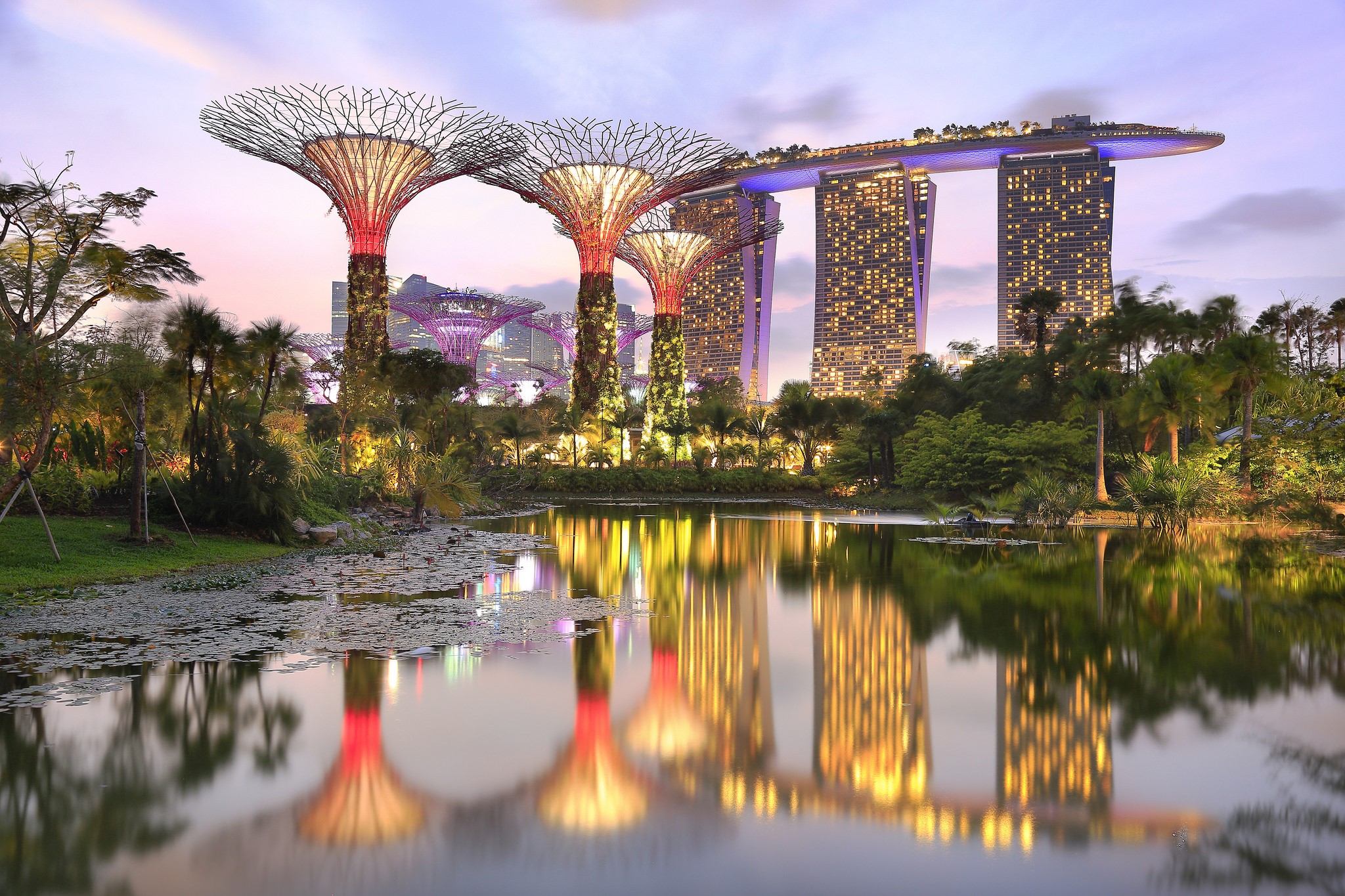 Gardens By The Bay And Marina Bay Sands Singapore Hd Wallpaper Rare 