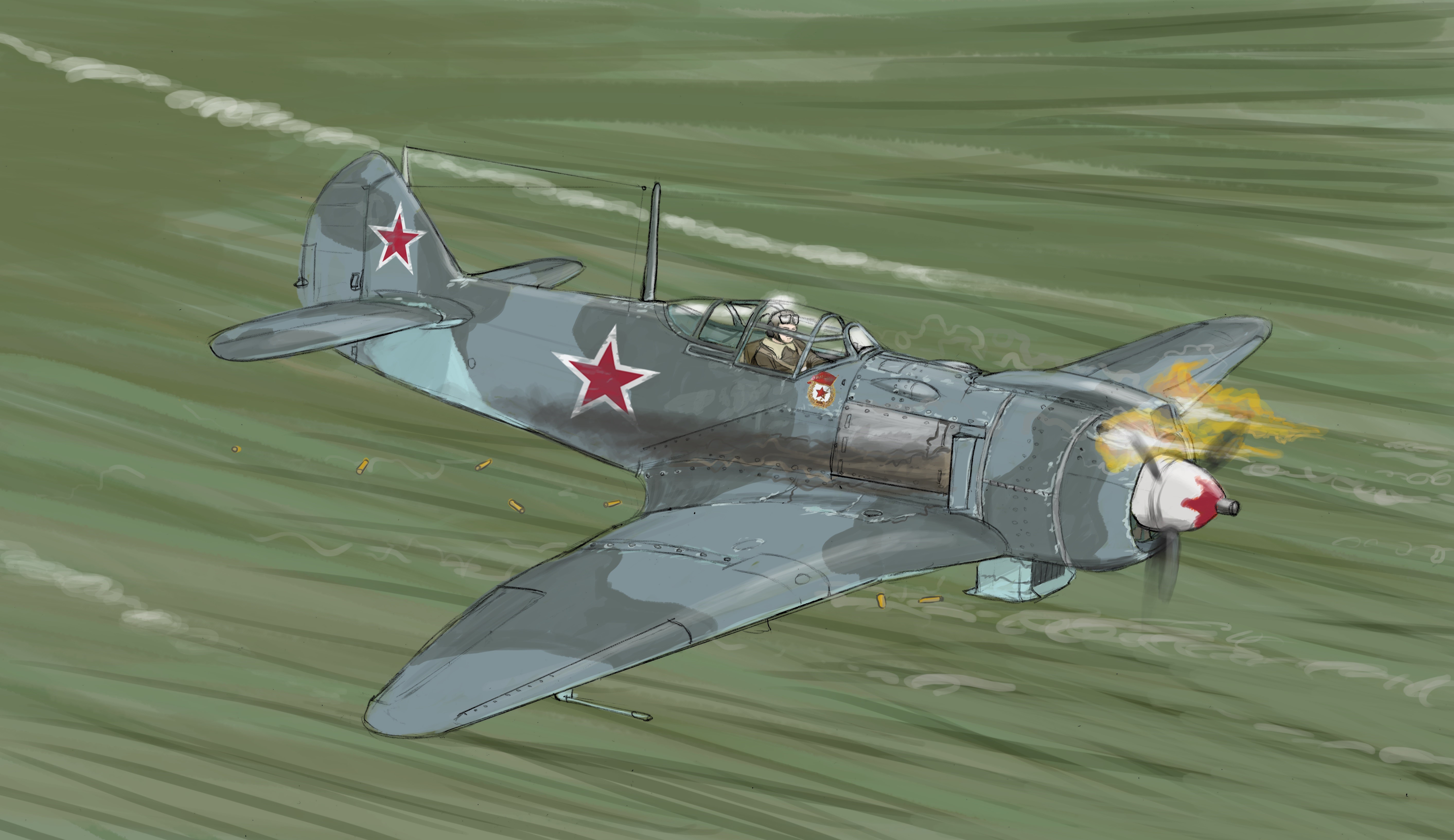 La-5FN fighter airplane painting art HD Wallpaper