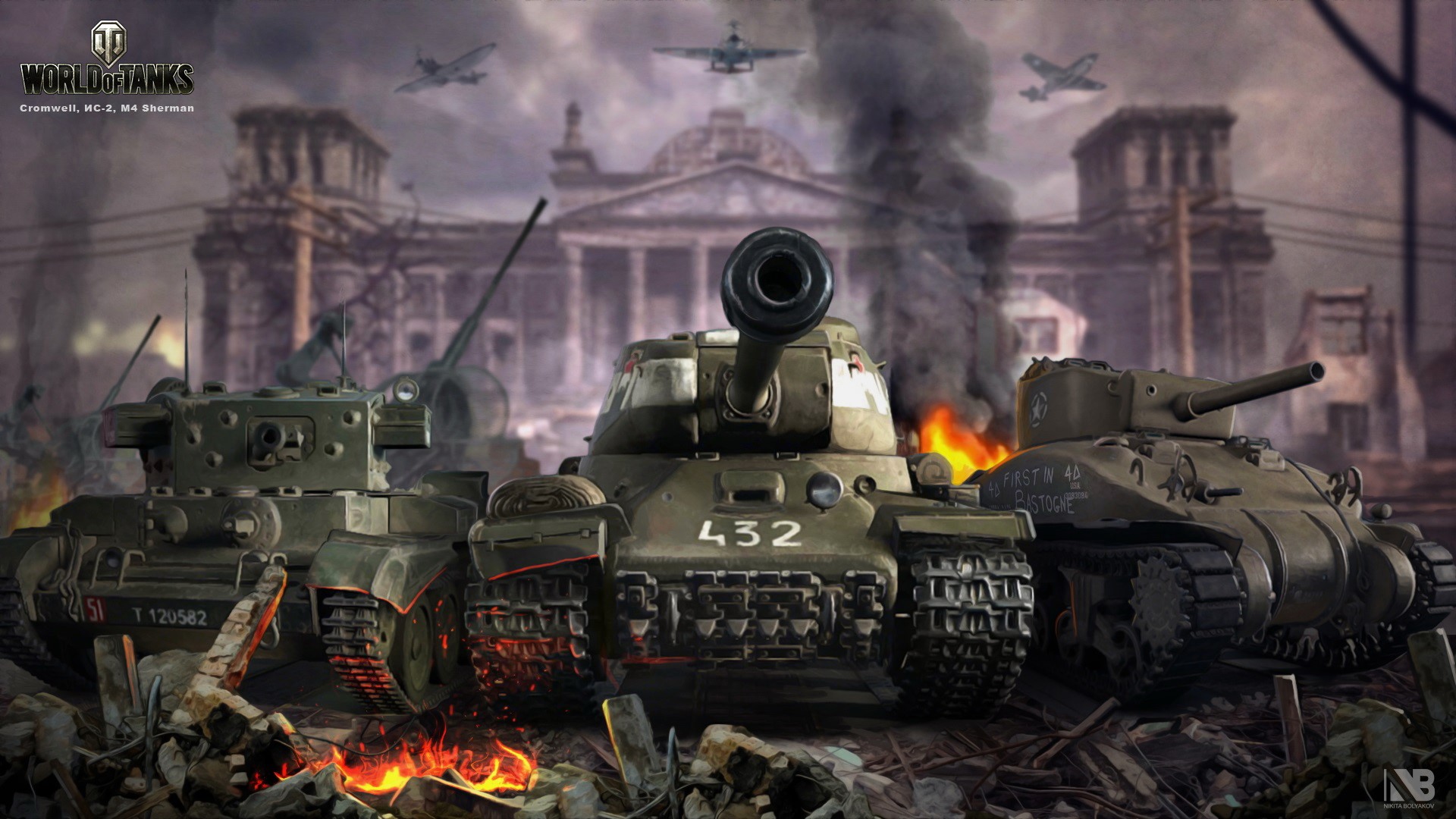 World of Tanks: Cromwell, IS-2, M4 Sherman HD Wallpaper