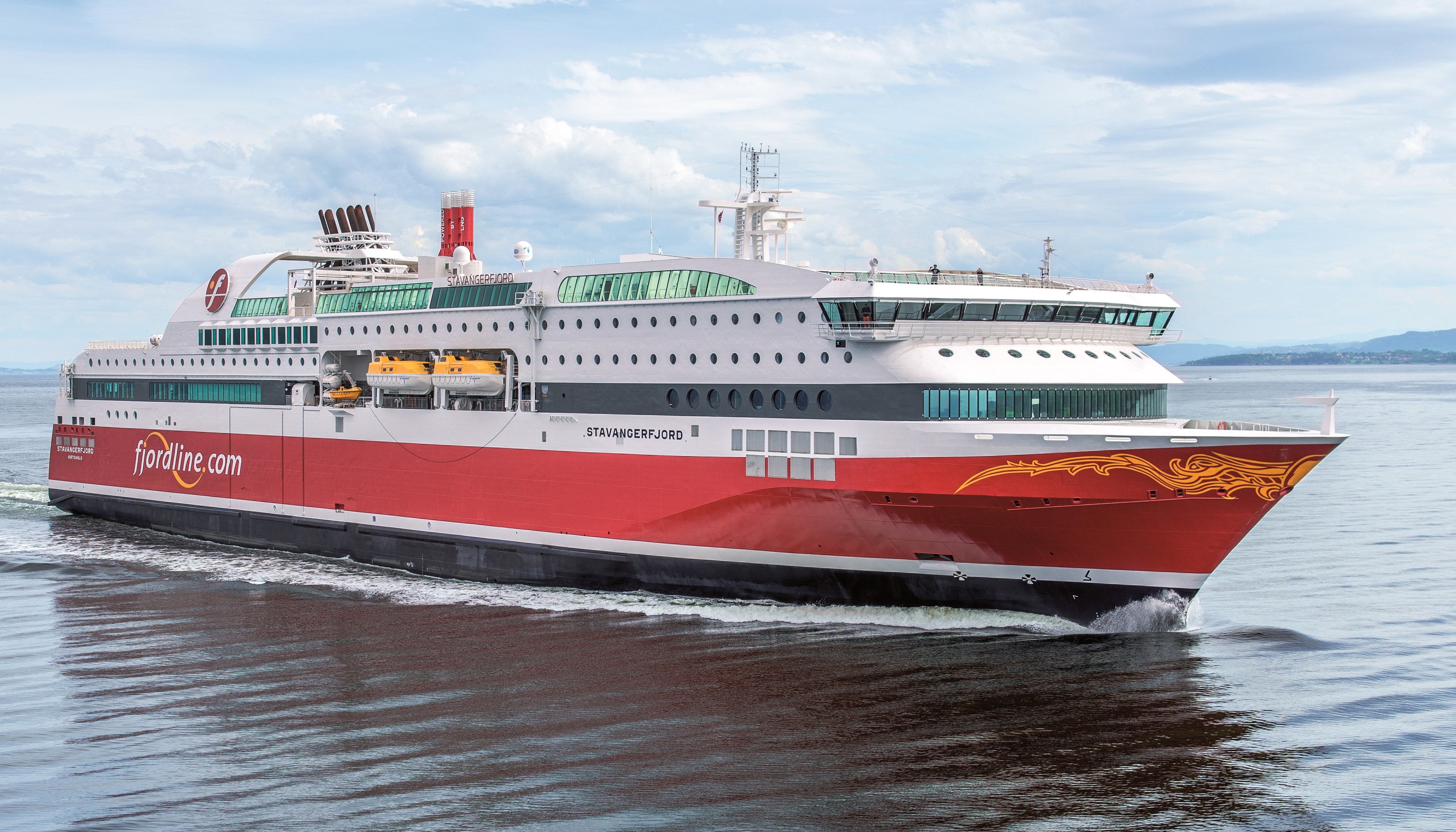 Stavangerfjord ferry sailing on the sea HD Wallpaper