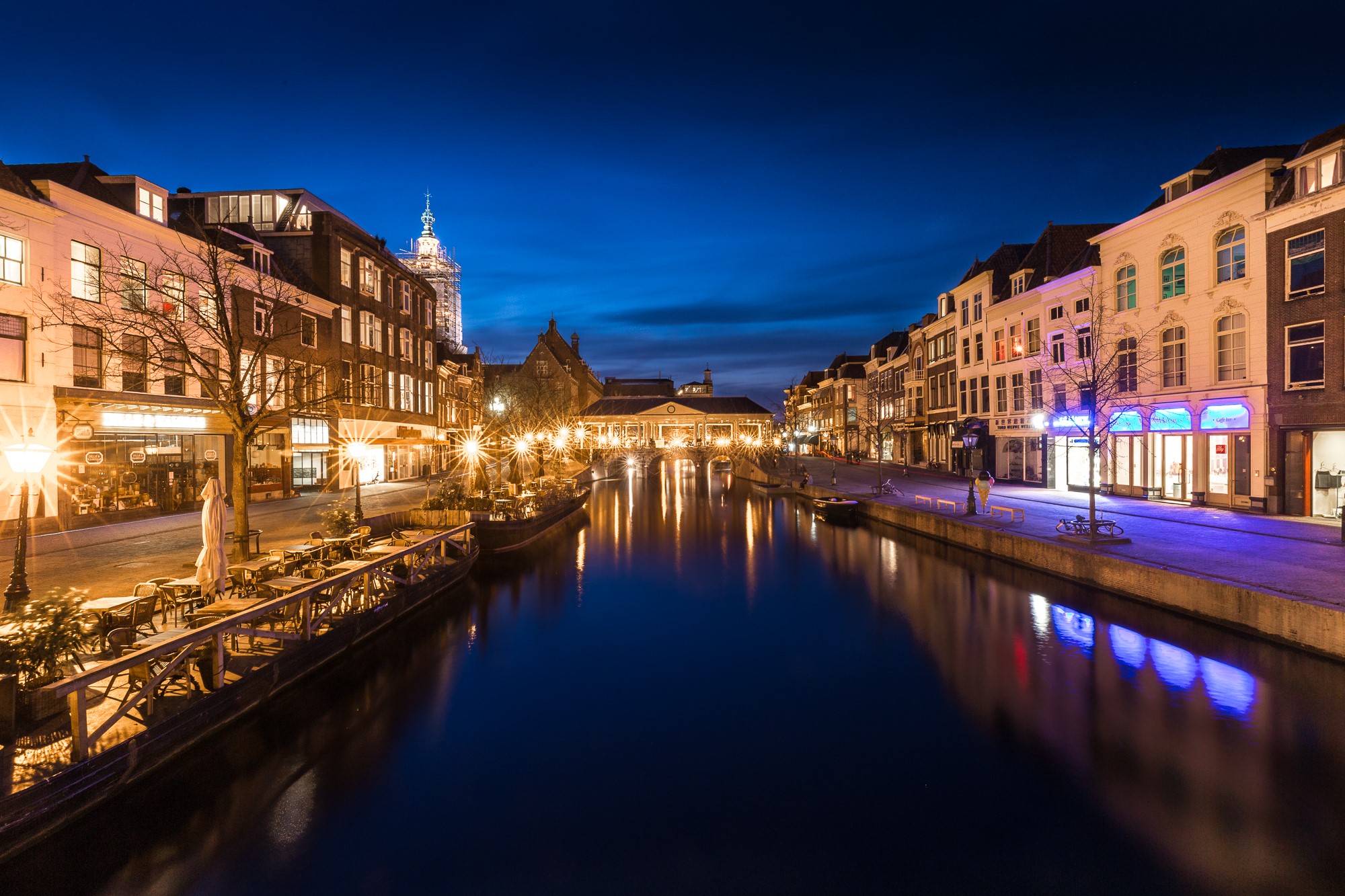 Ghent canal at night with illuminated buildings HD Wallpaper
