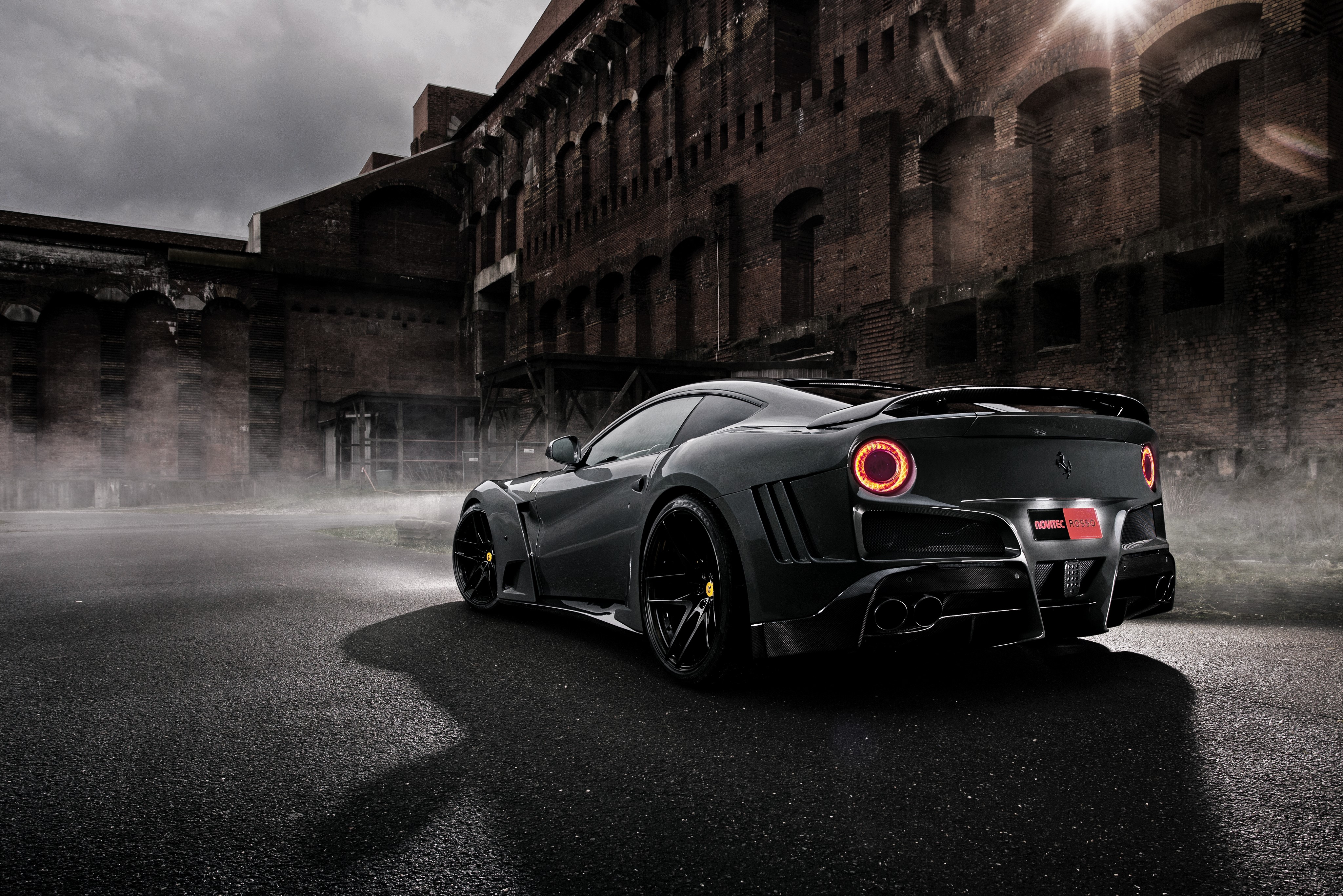 4K Novitec Rosso F12berlinetta Ferrari Back View HD Wallpaper