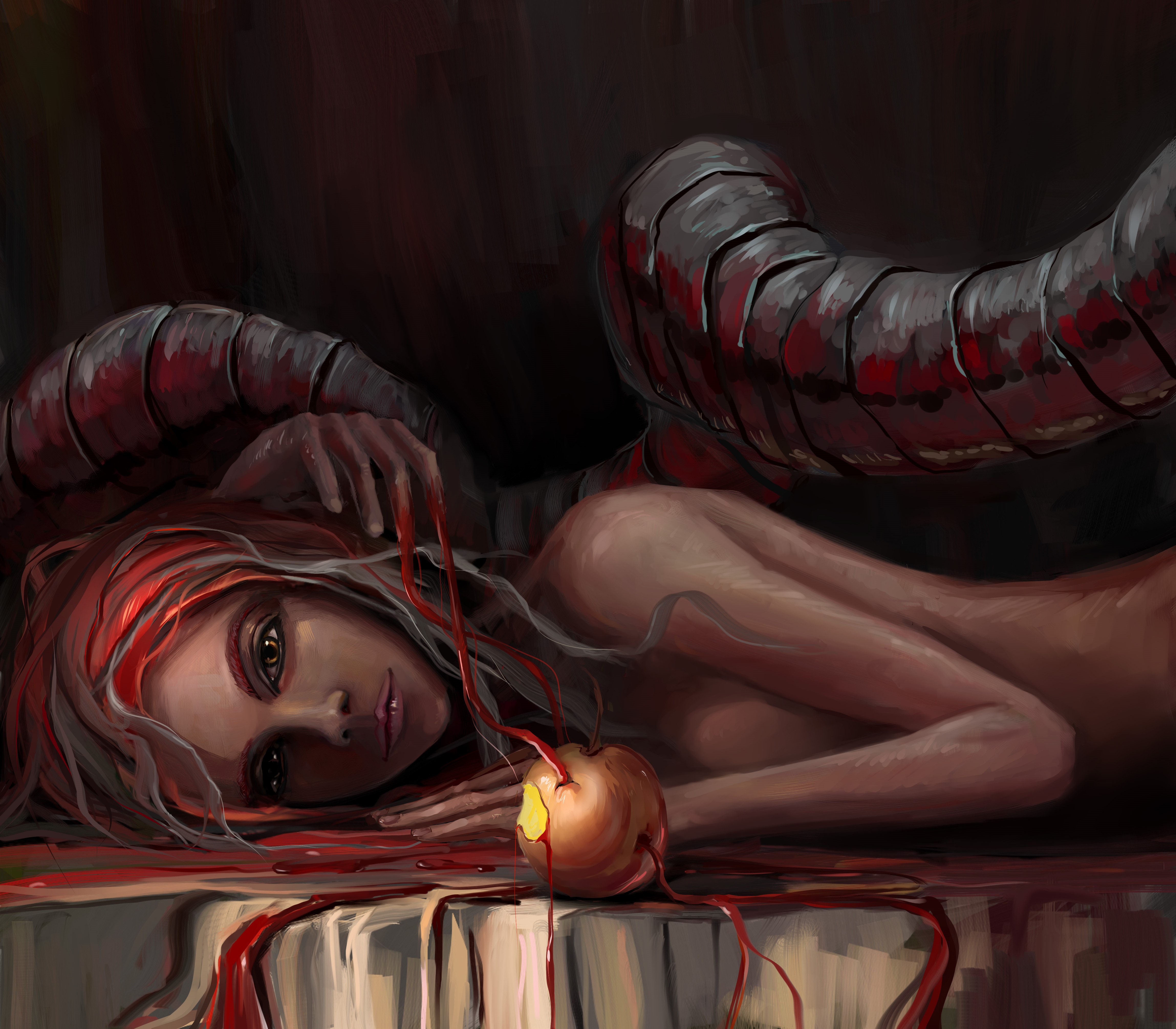 4K Eve with Apple and Blood HD Wallpaper