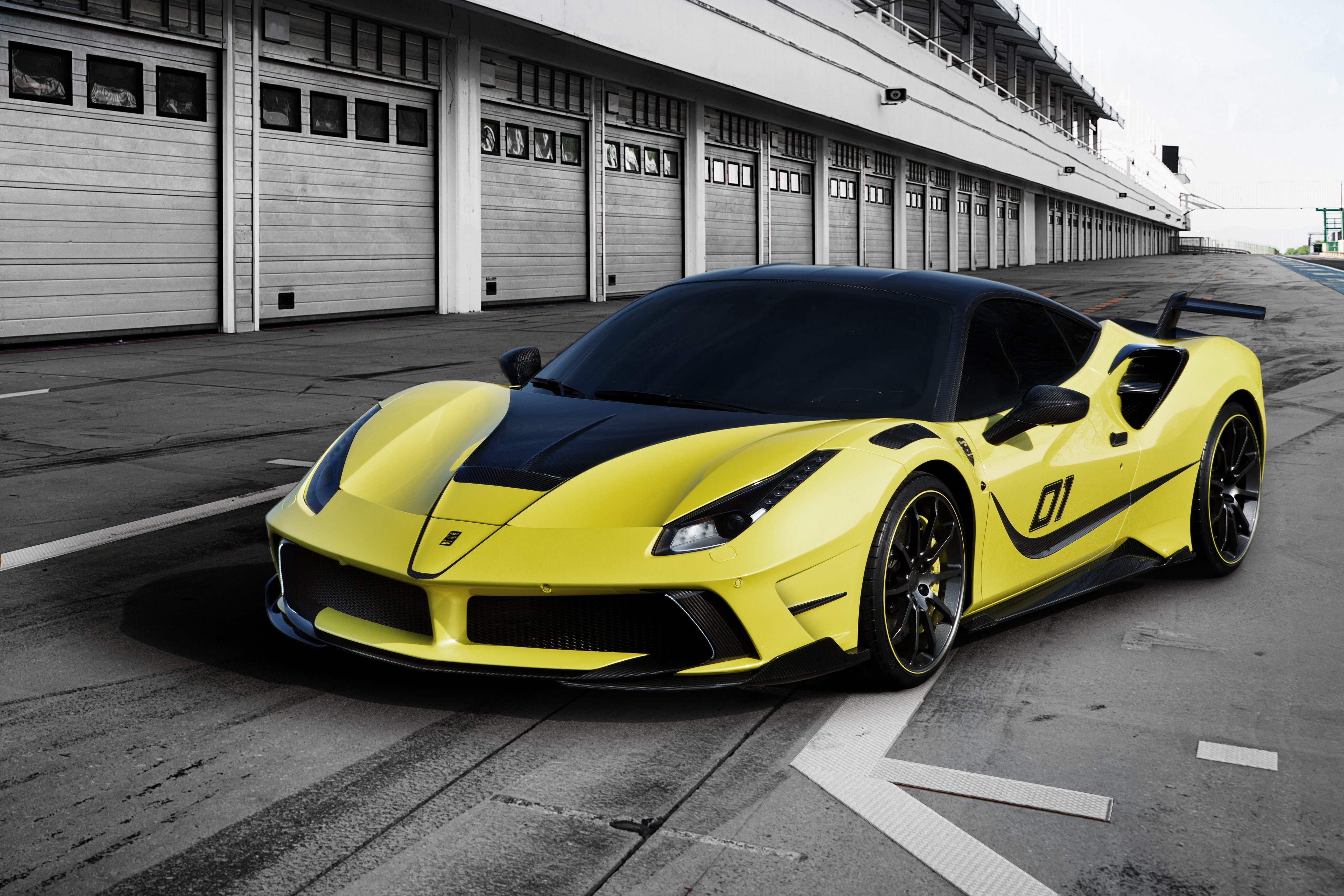 Yellow Mansory 488 Siracusa Ferrari on Race Track HD Wallpaper