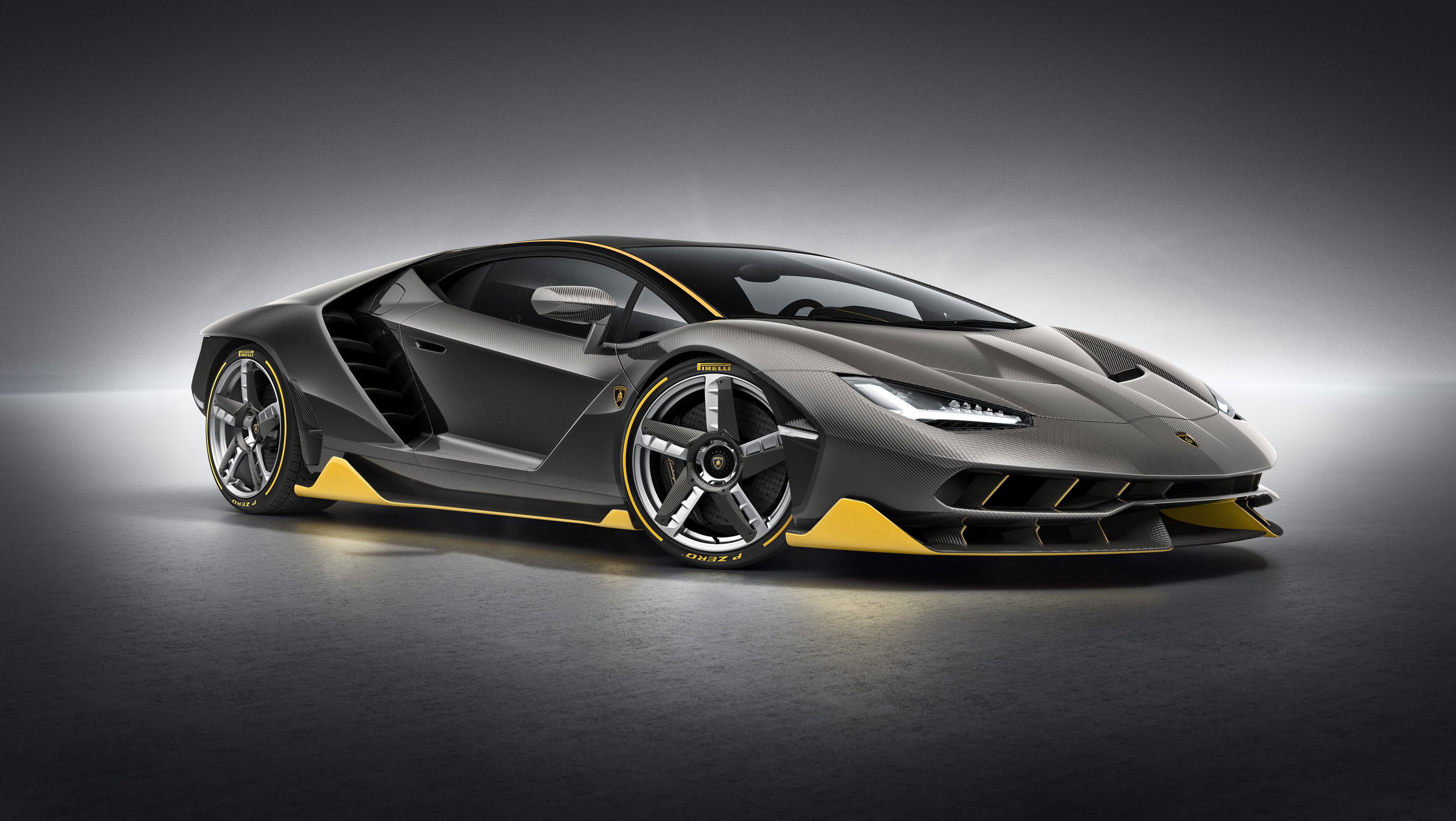 Lamborghini Centenario in Grey with Yellow Accents HD Wallpaper