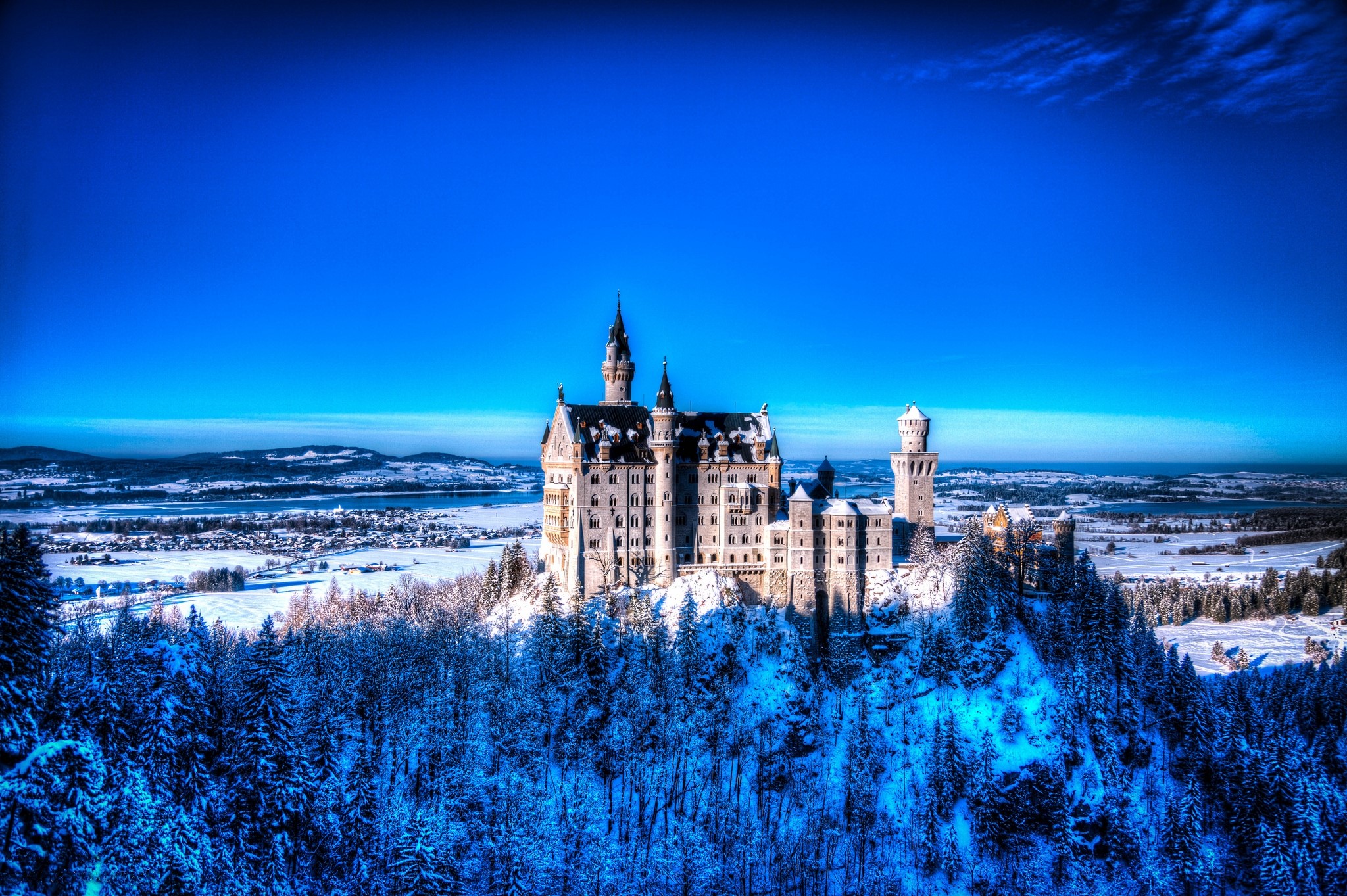 Neuschwanstein Castle in Germany during winter HD Wallpaper