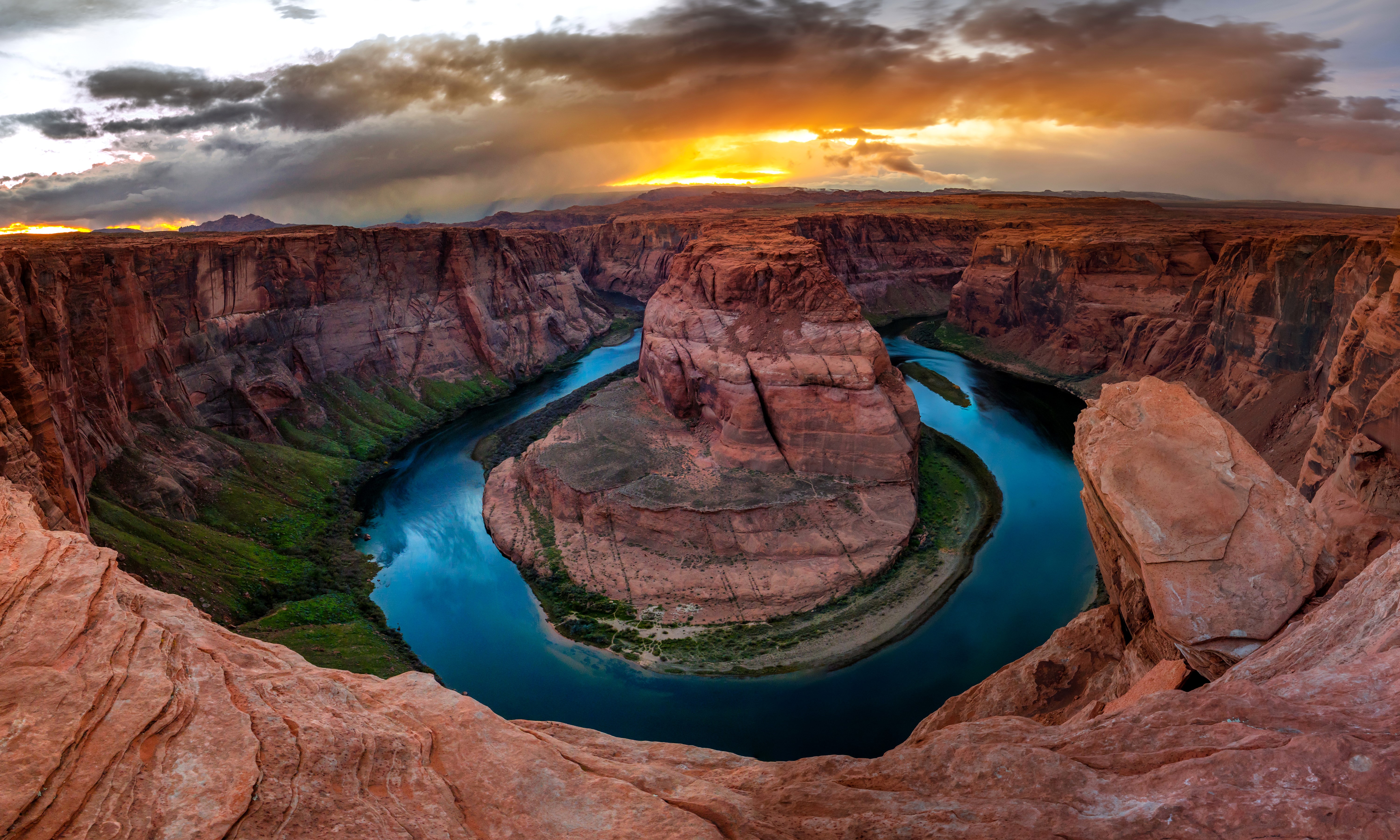 Horseshoe Bend Canyon at Sunset, USA HD Wallpaper