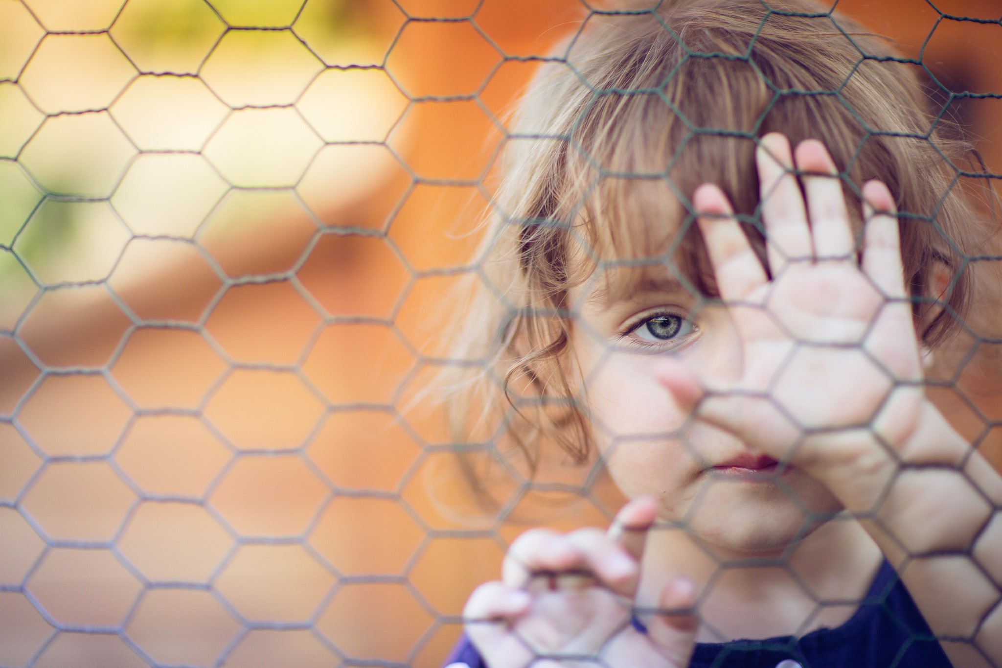 Girl behind a fence HD Wallpaper