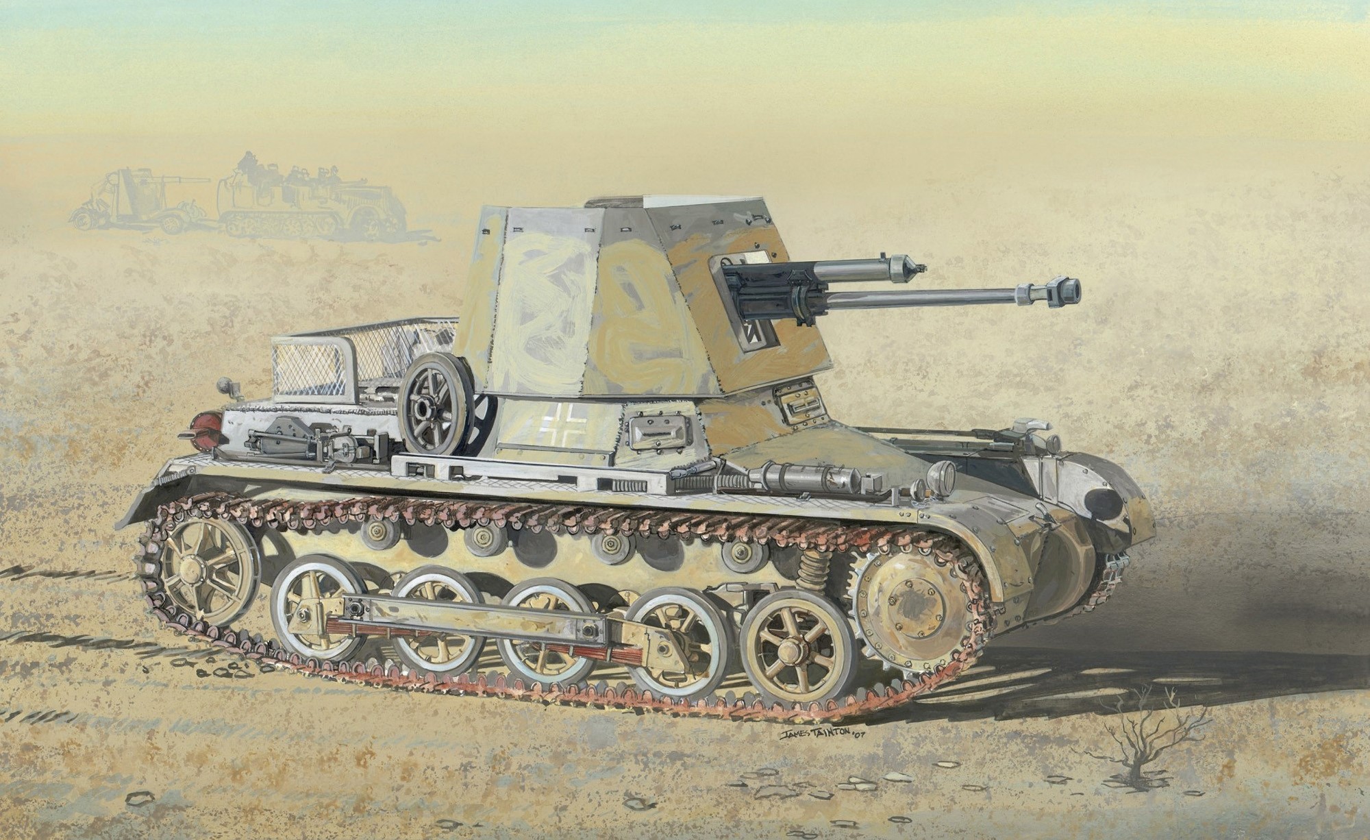 German Flakpanzer IV Wirbelwind in desert painting HD Wallpaper