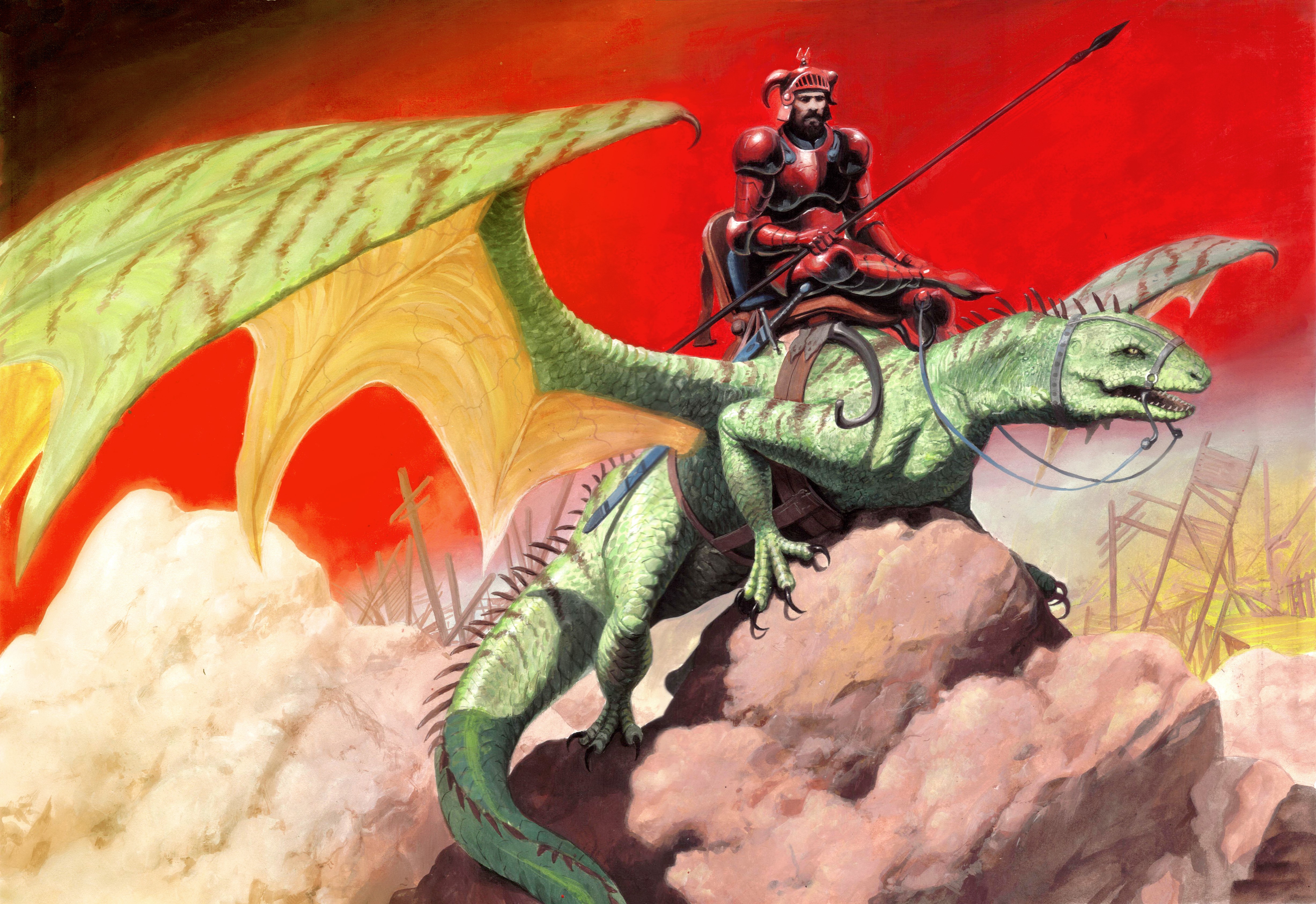 4K Dragon Rider in Red Armor HD Wallpaper