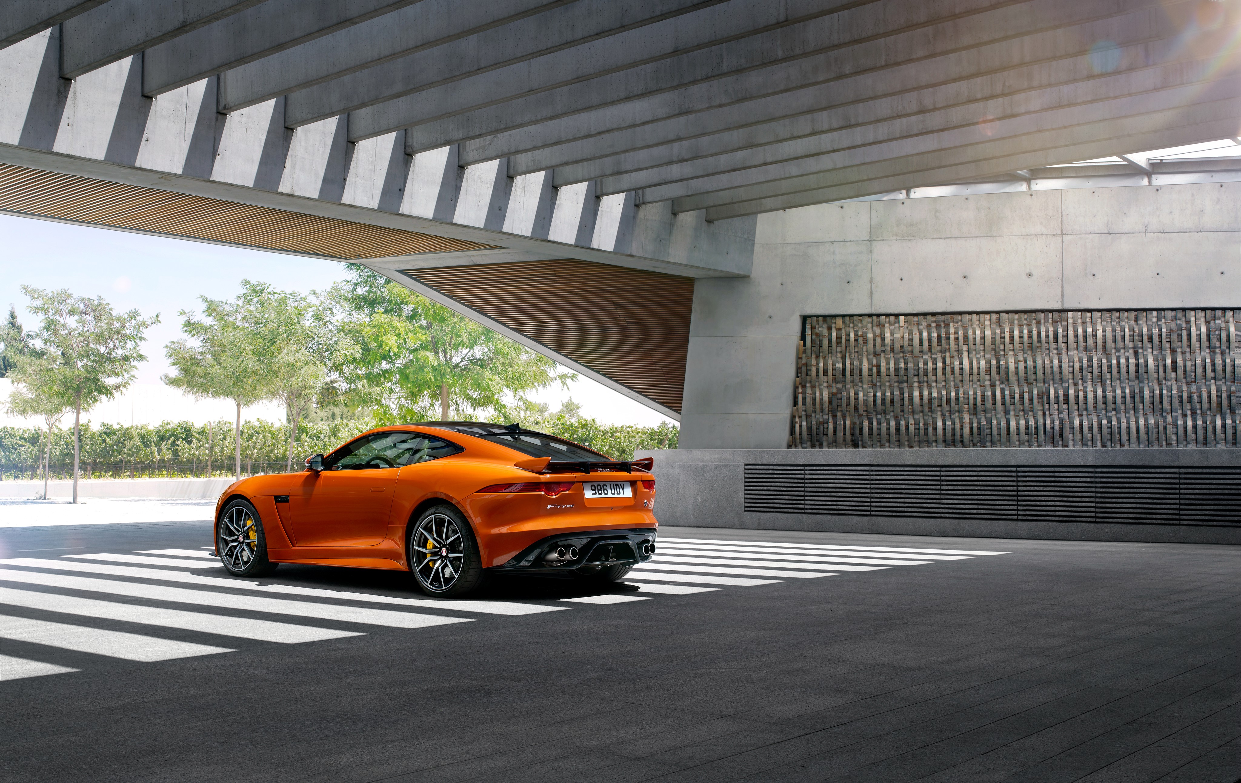 Orange Jaguar F-Type SVR from the back HD Wallpaper