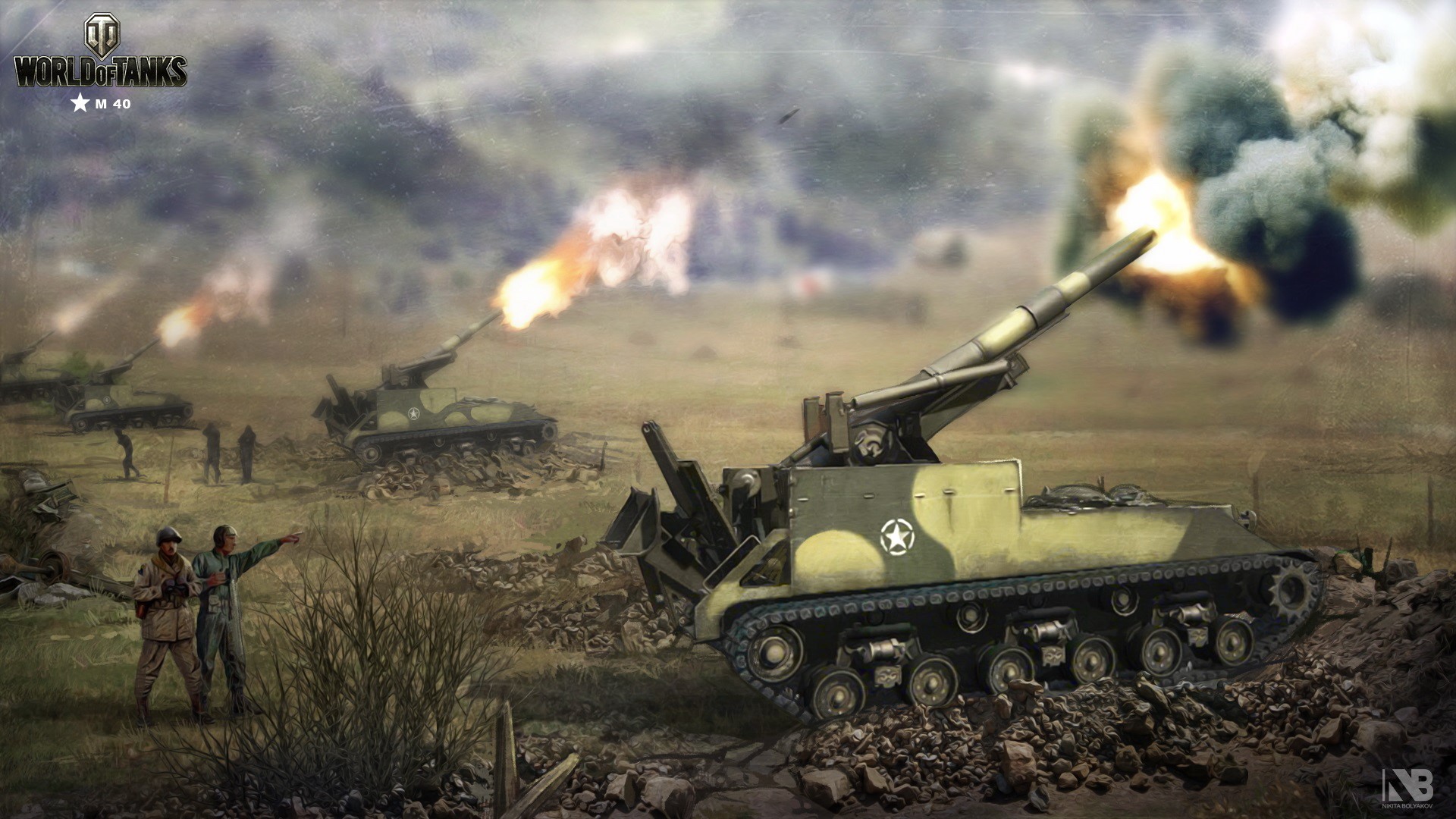 M40 SPG firing in World of Tanks HD Wallpaper