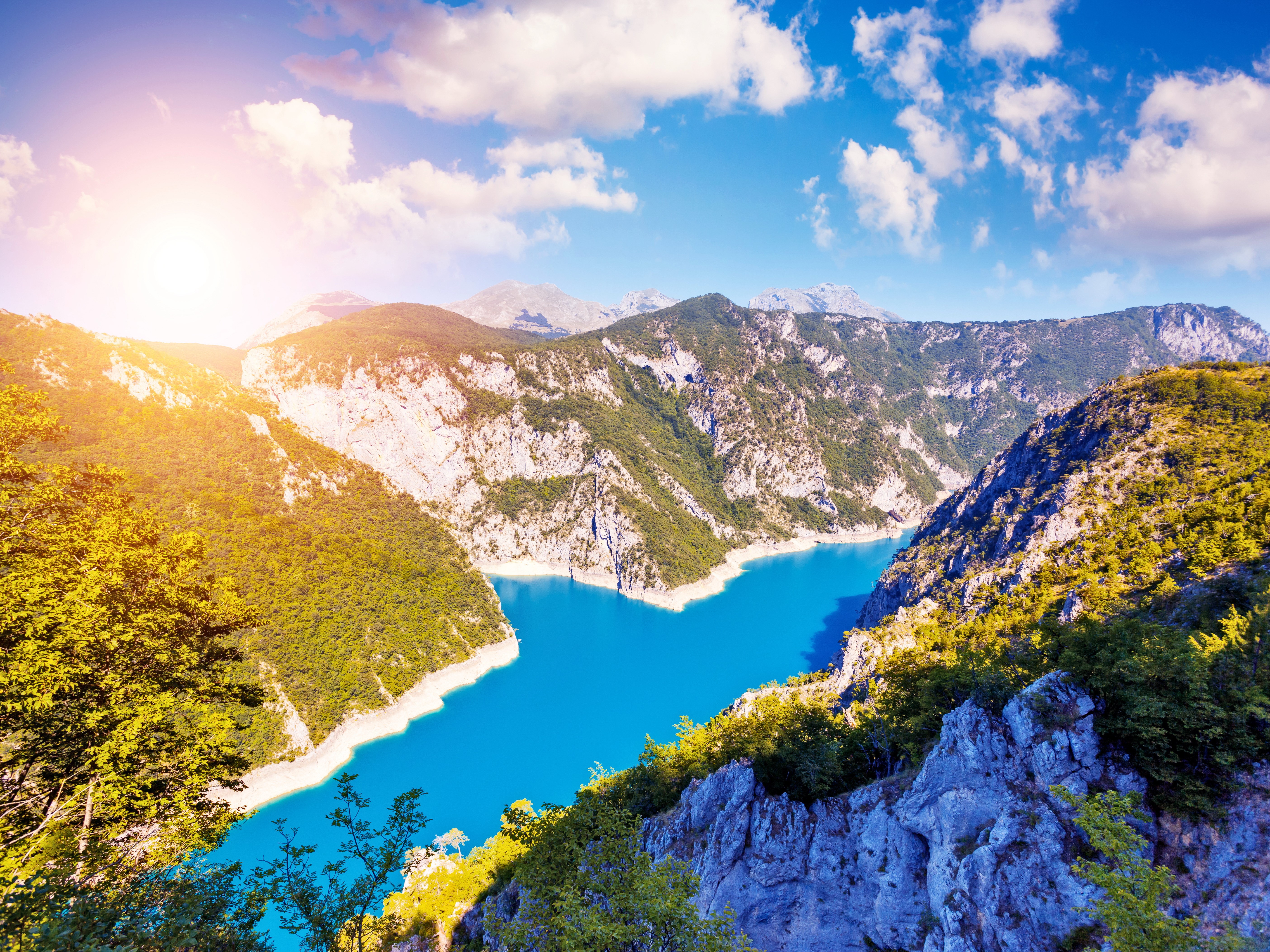 Lake Piva and Mountains in Montenegro HD Wallpaper