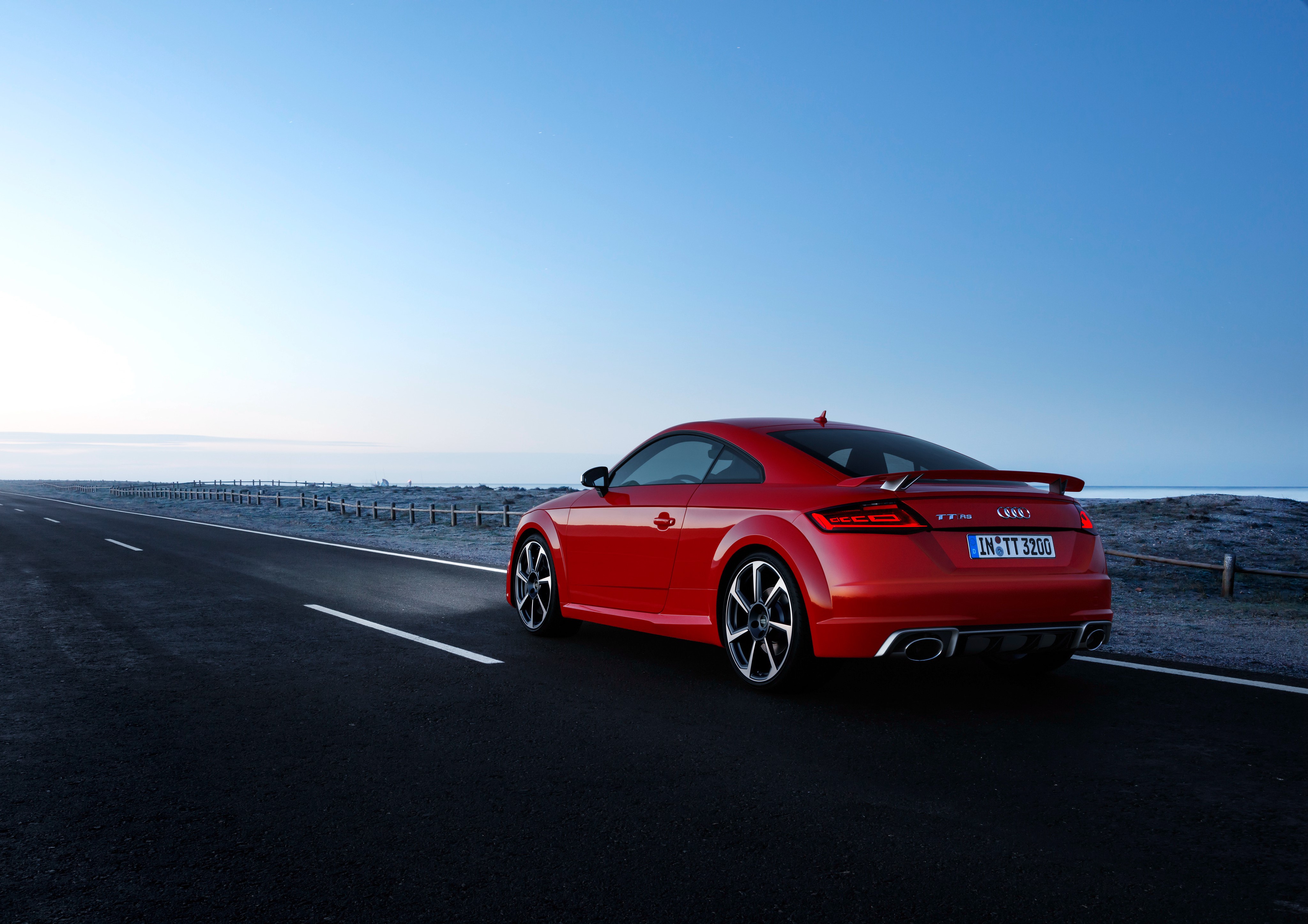 Audi TT RS Coupe on a road HD Wallpaper