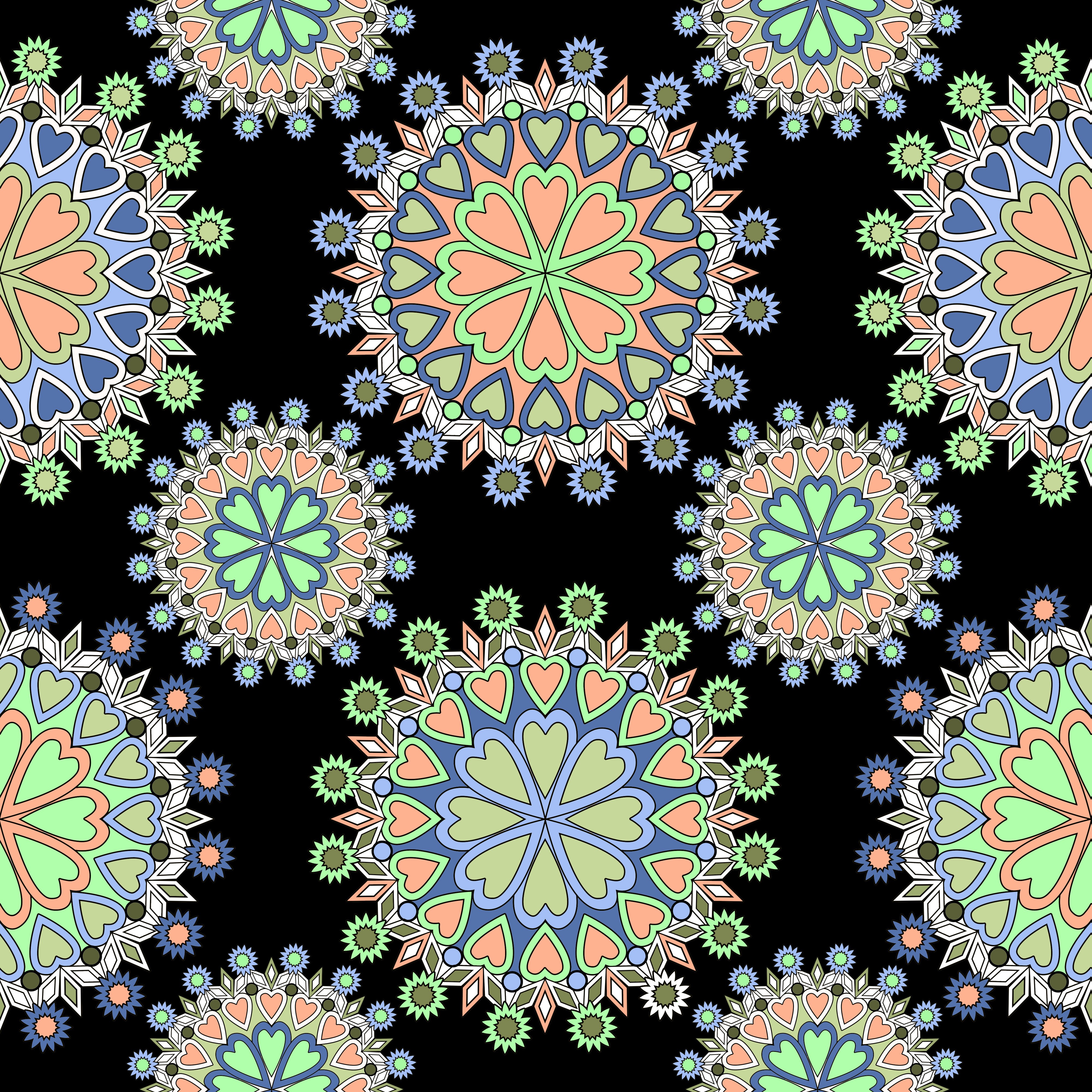 Mandala pattern with hearts and stars HD Wallpaper