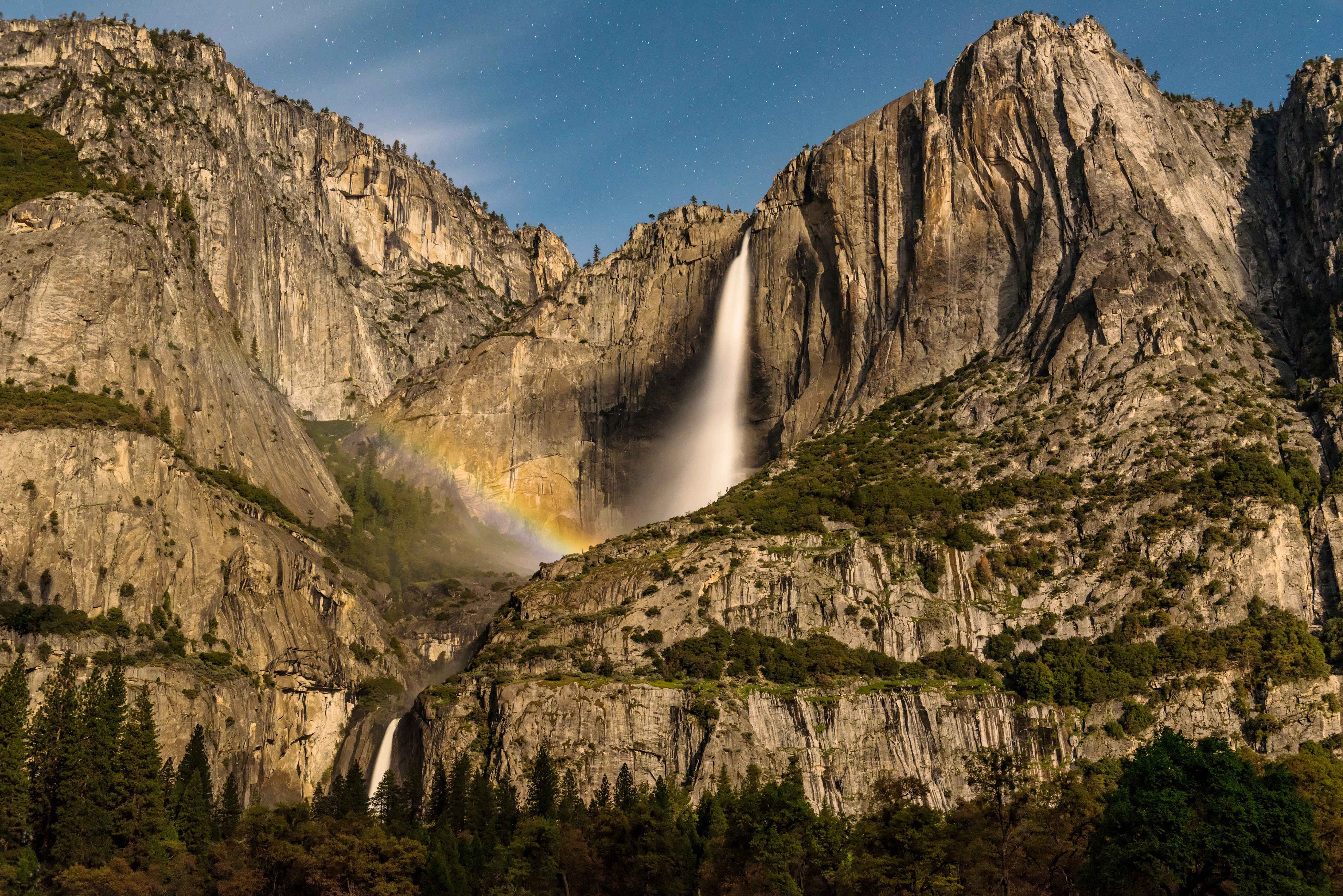 Yosemite National Park Waterfalls and Rainbow HD Wallpaper
