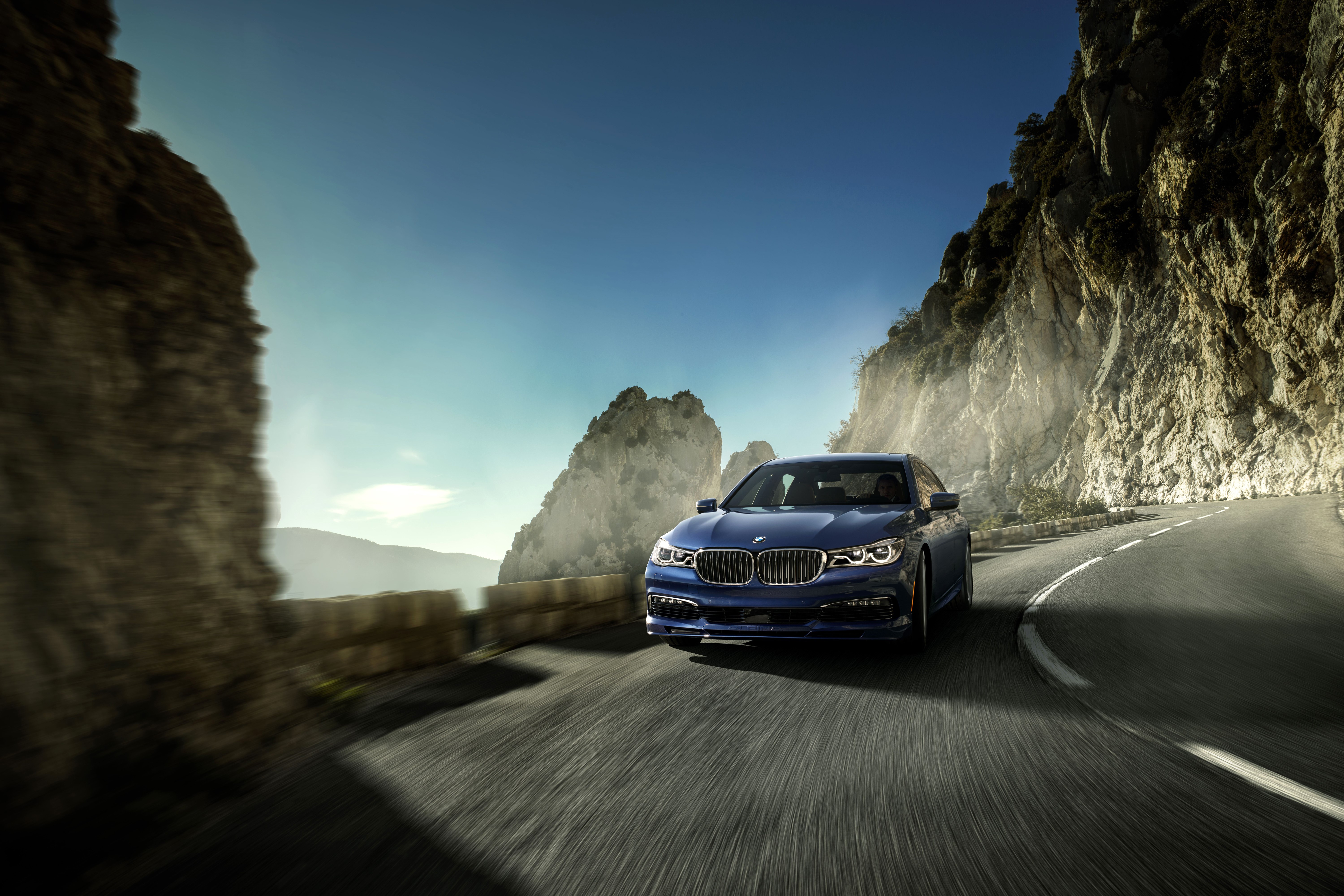Blue 2016 Alpina B7 xDrive BMW on a Mountain Road HD Wallpaper