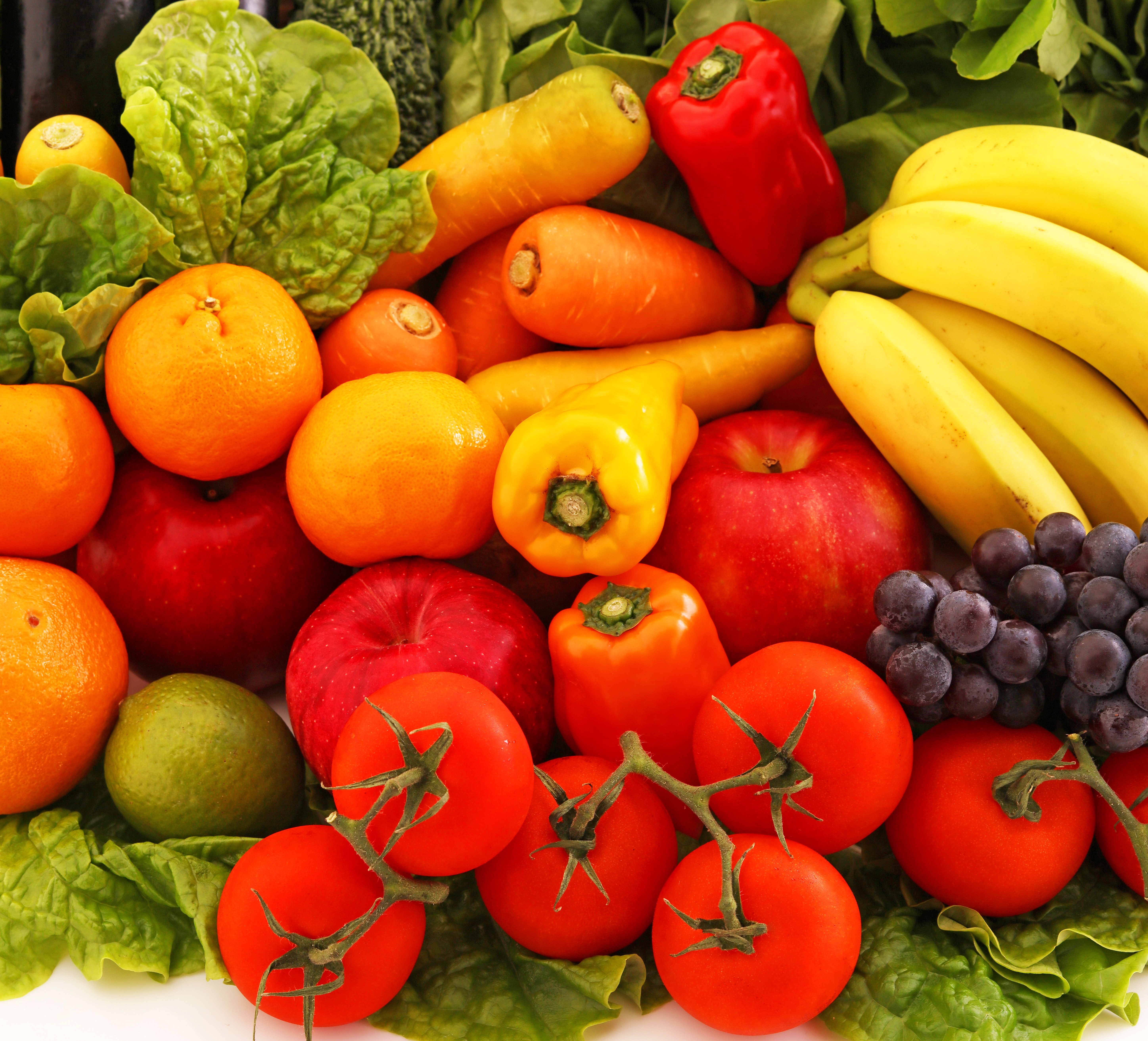 Assortment of fresh fruits and vegetables HD Wallpaper