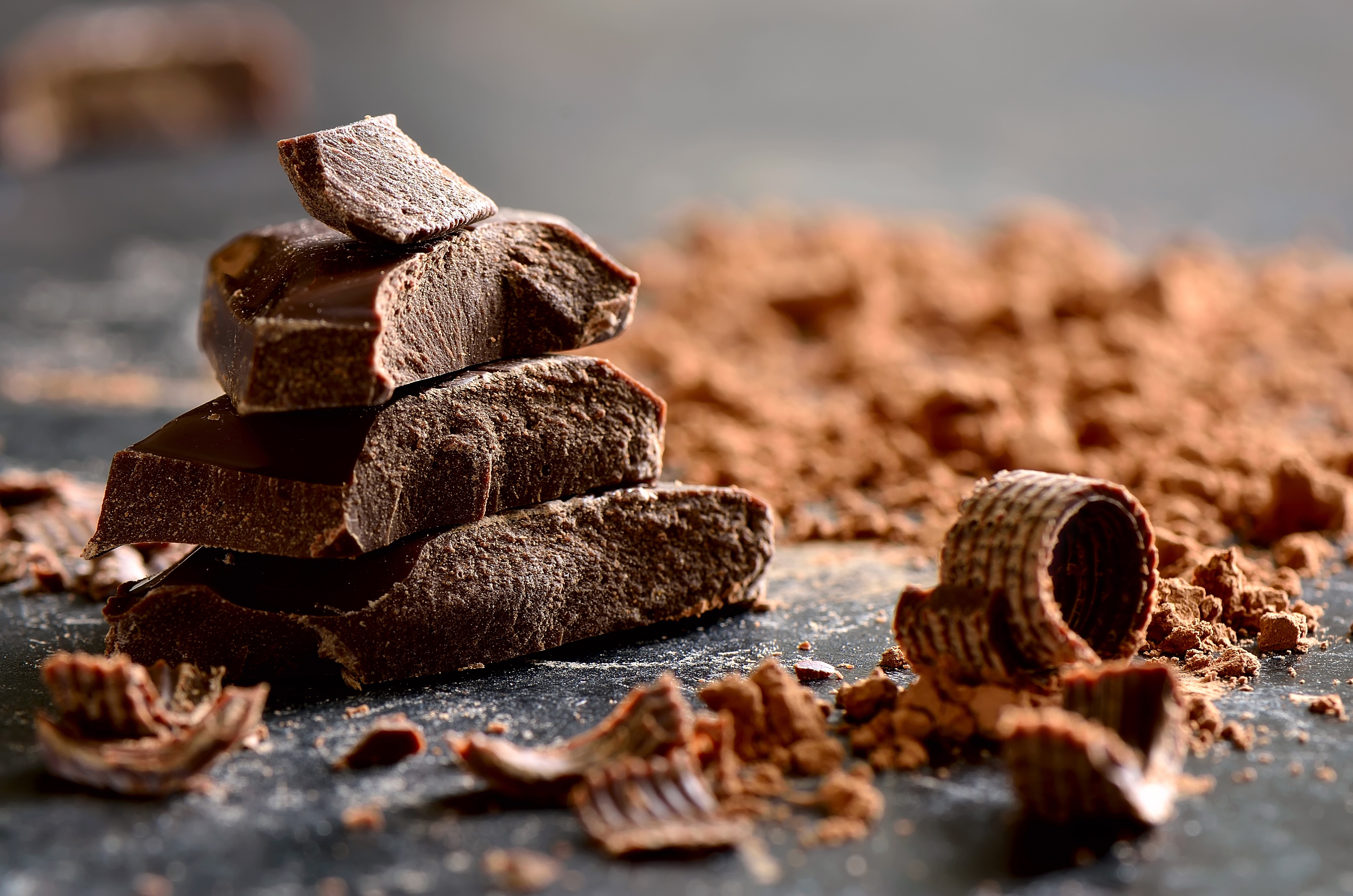 4K Chocolate Pieces and Cocoa Powder HD Wallpaper