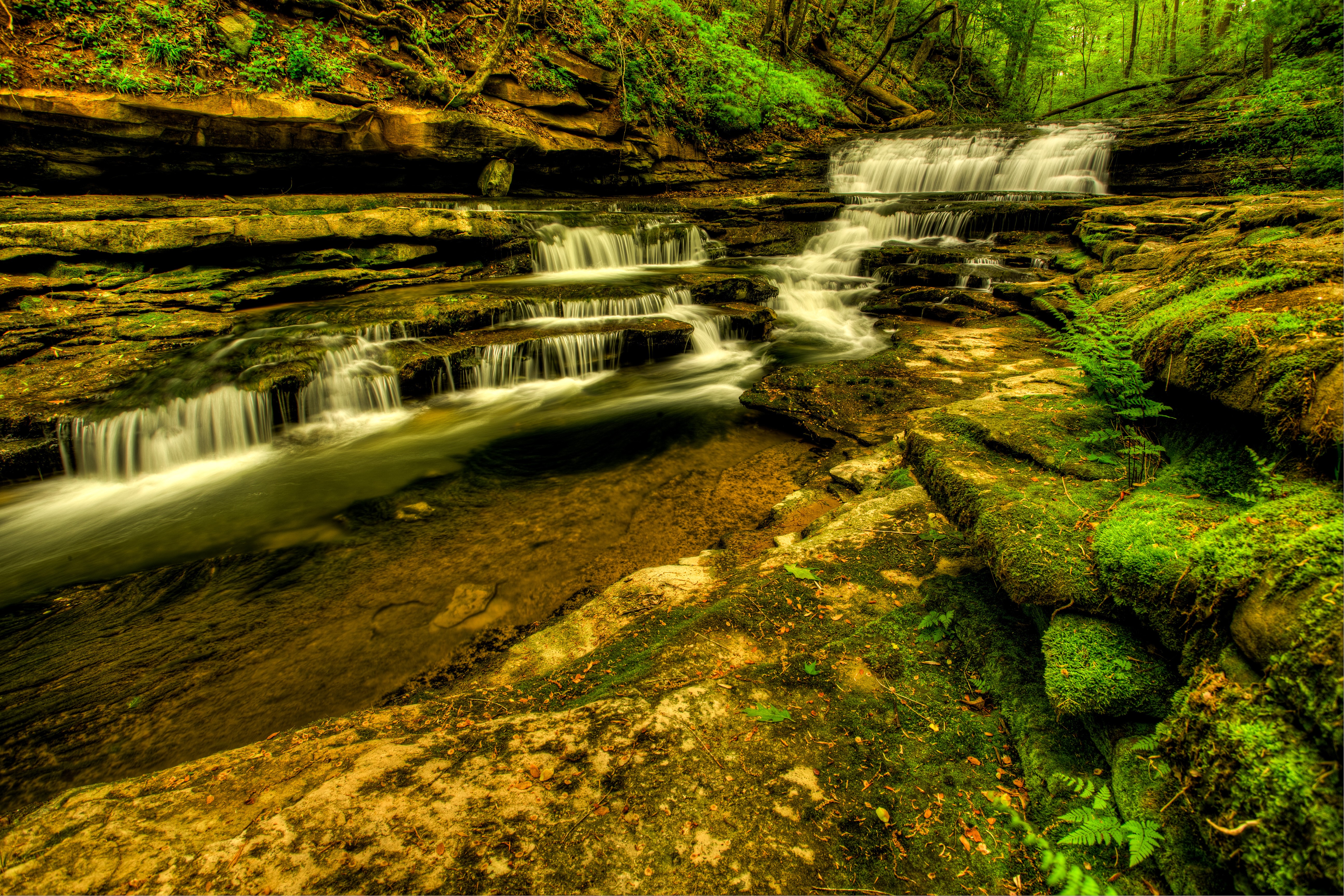 Meadow Creek Cascades Wayne County Kentucky Waterfalls HD Wallpaper