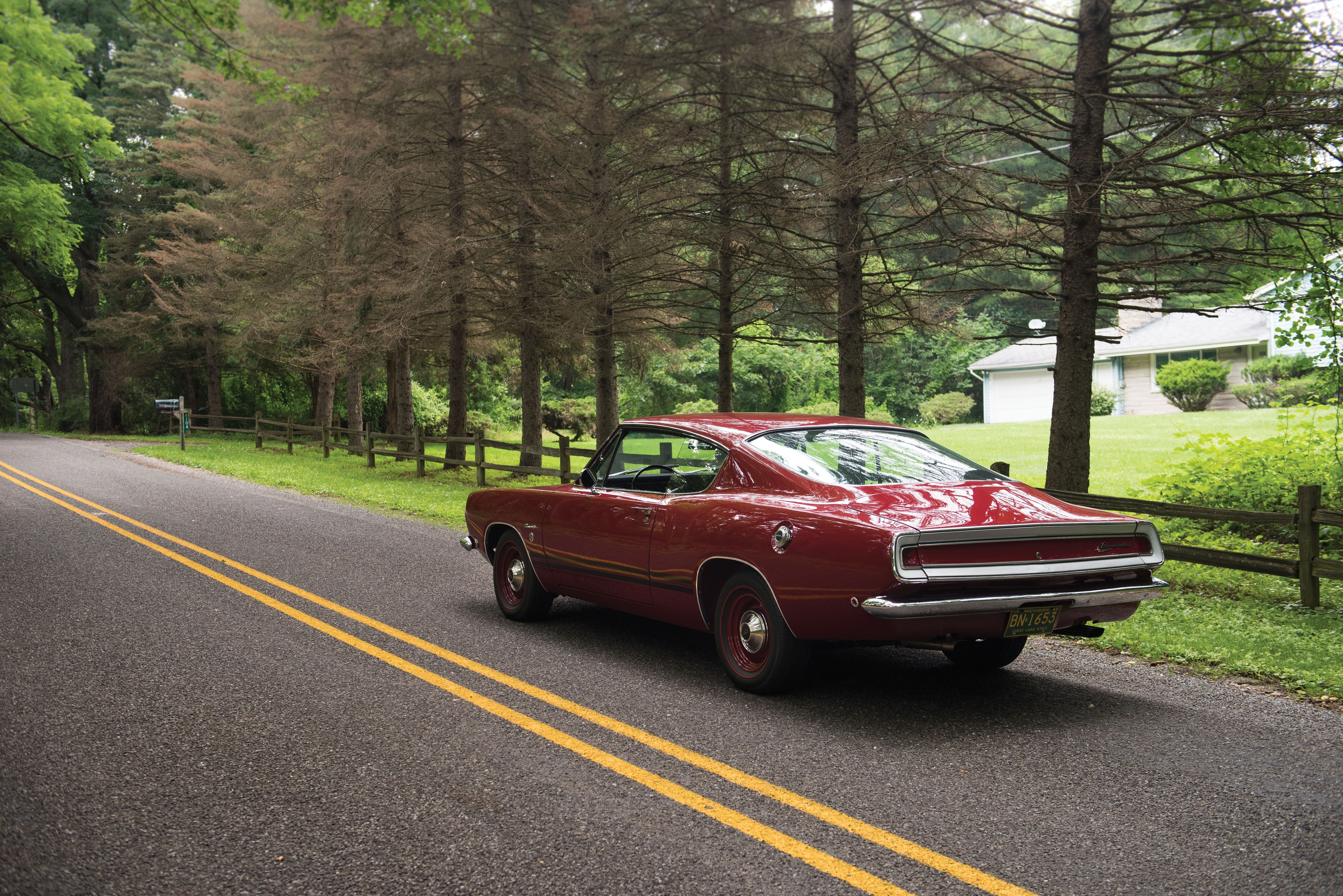 1968 Plymouth Barracuda Formula S Fastback on a Road HD Wallpaper