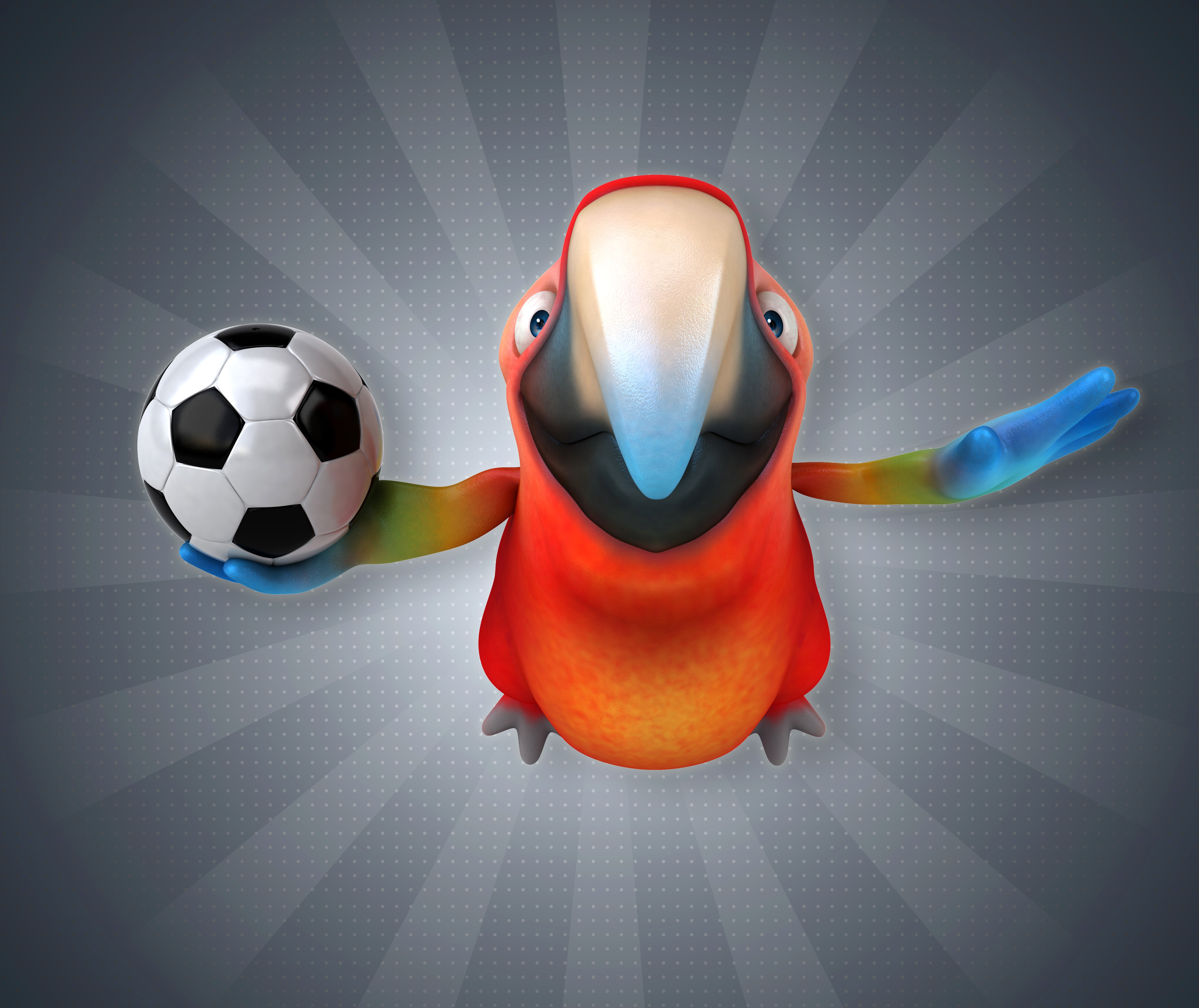 Cartoon parrot holding a soccer ball HD Wallpaper
