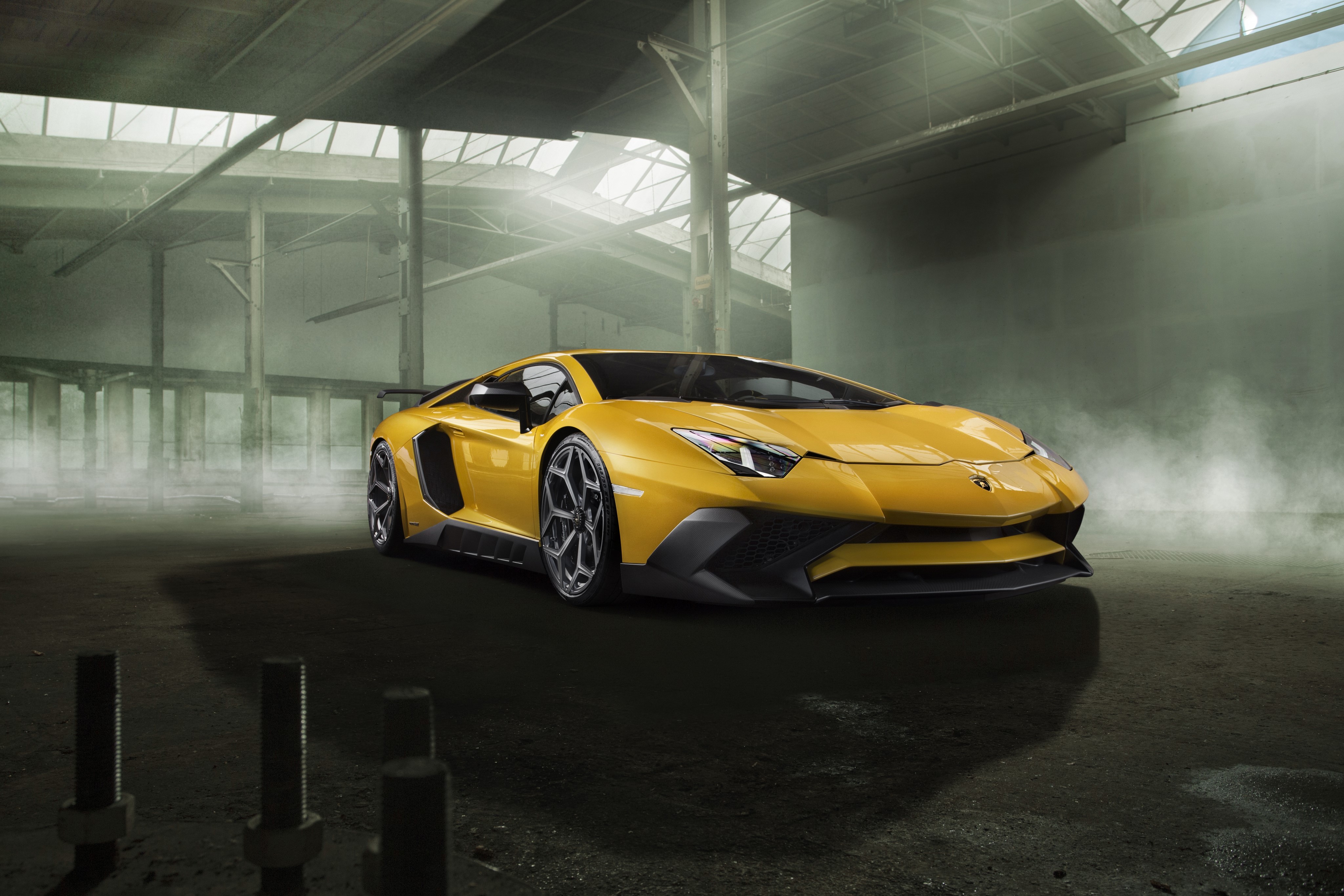 4K Yellow Lamborghini Aventador LP 750-4 SV Novitec Torado HD Wallpaper