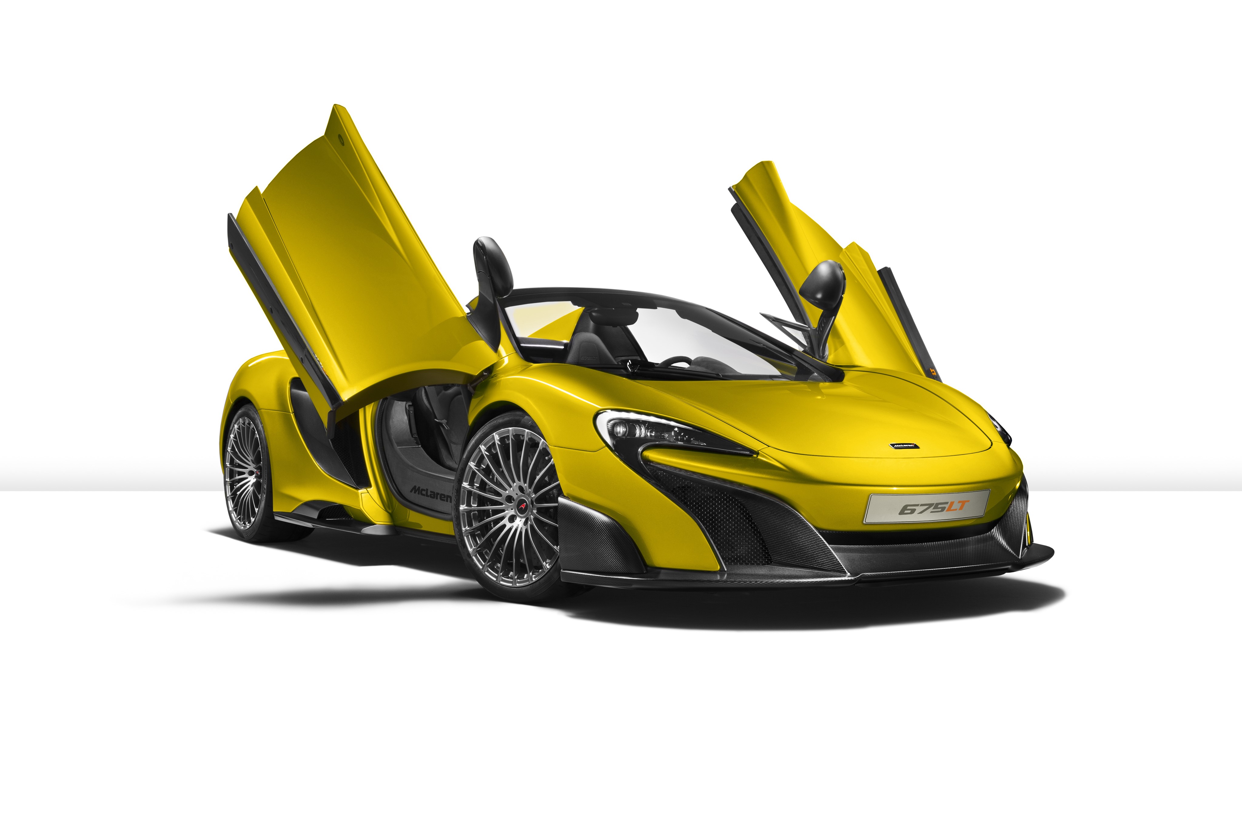 Yellow McLaren 675LT Spider with Opened Doors HD Wallpaper