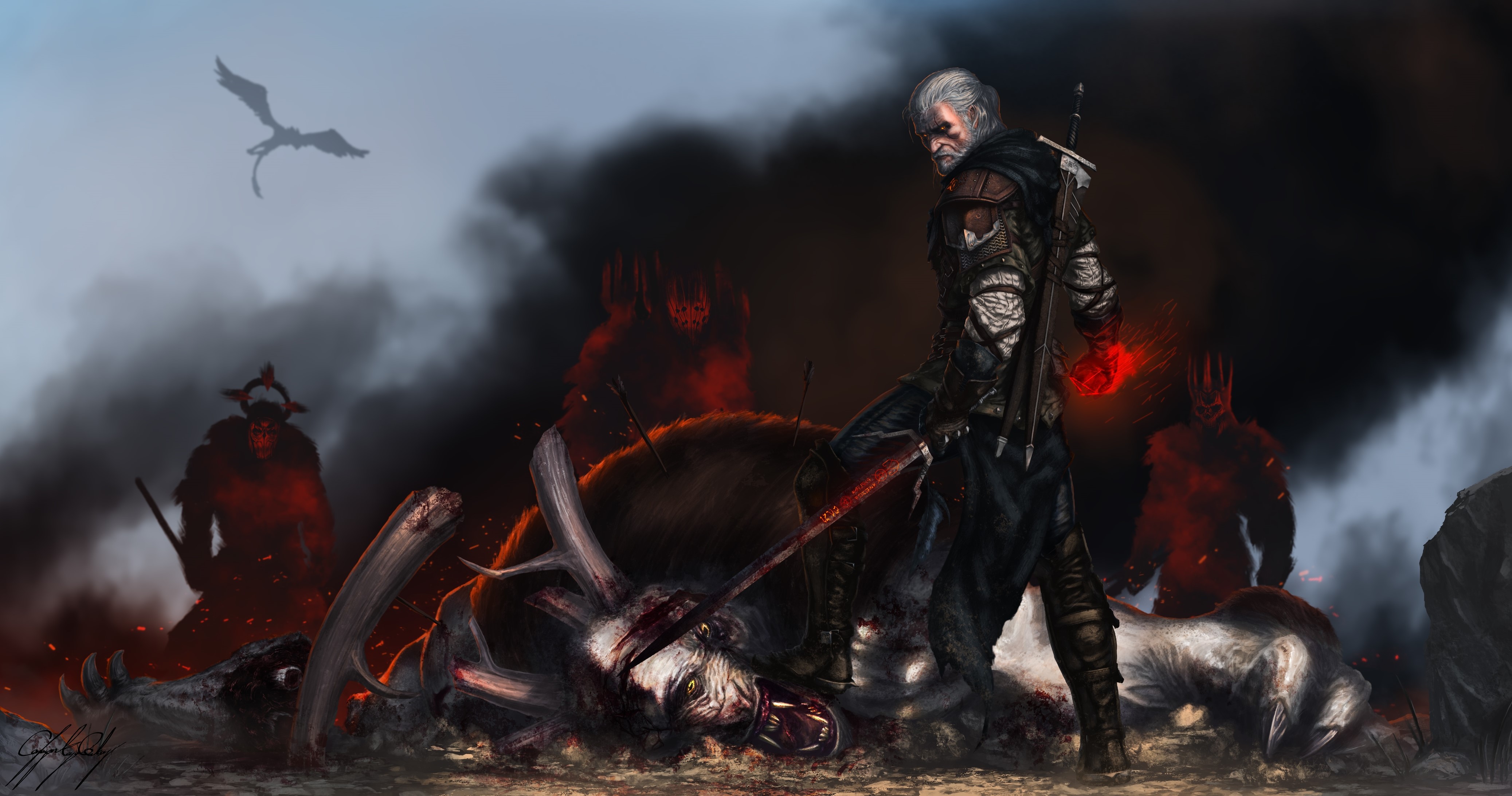 4K Geralt of Rivia from The Witcher 3: Wild Hunt HD Wallpaper
