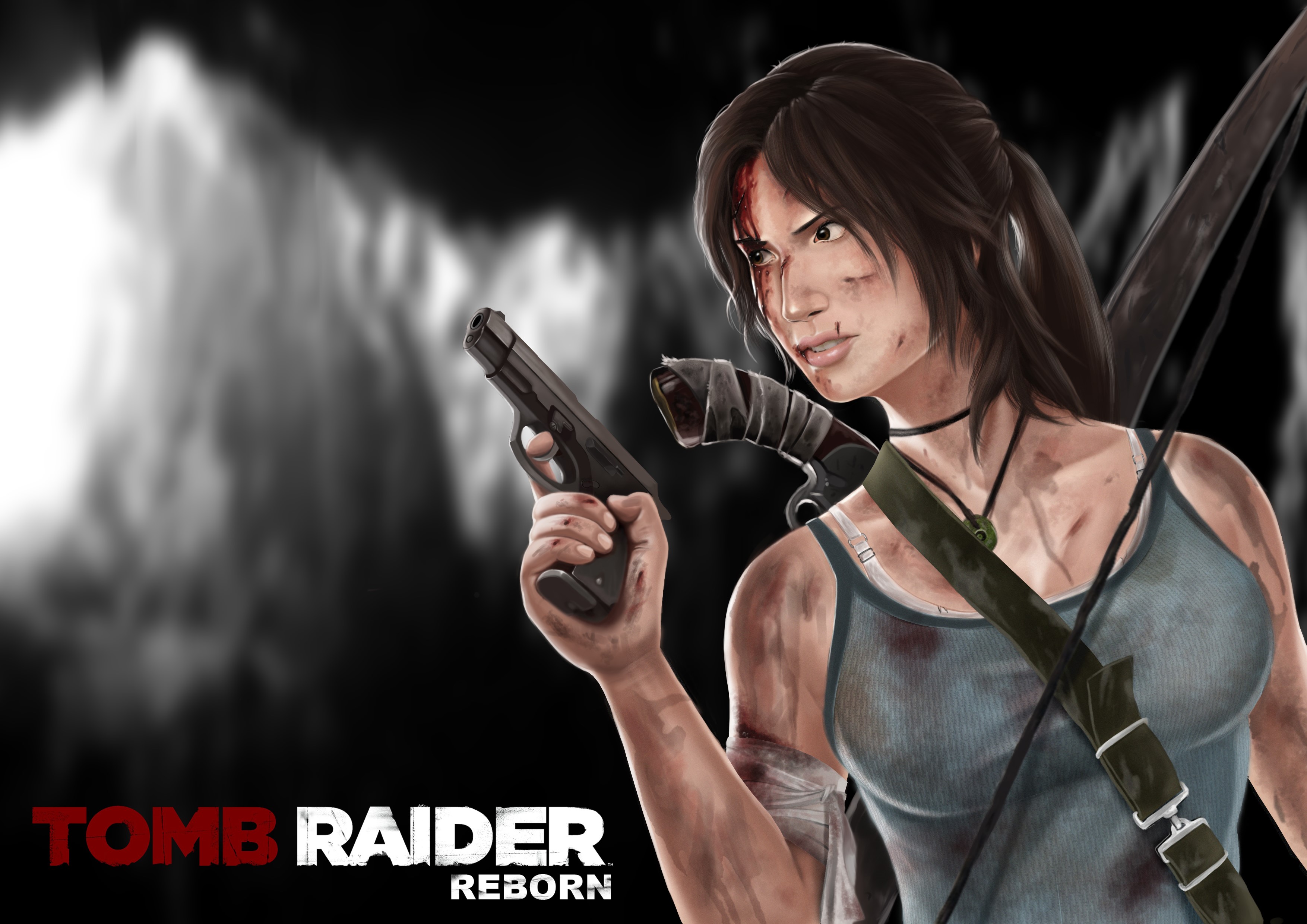 Lara Croft from Tomb Raider holding a pistol HD Wallpaper