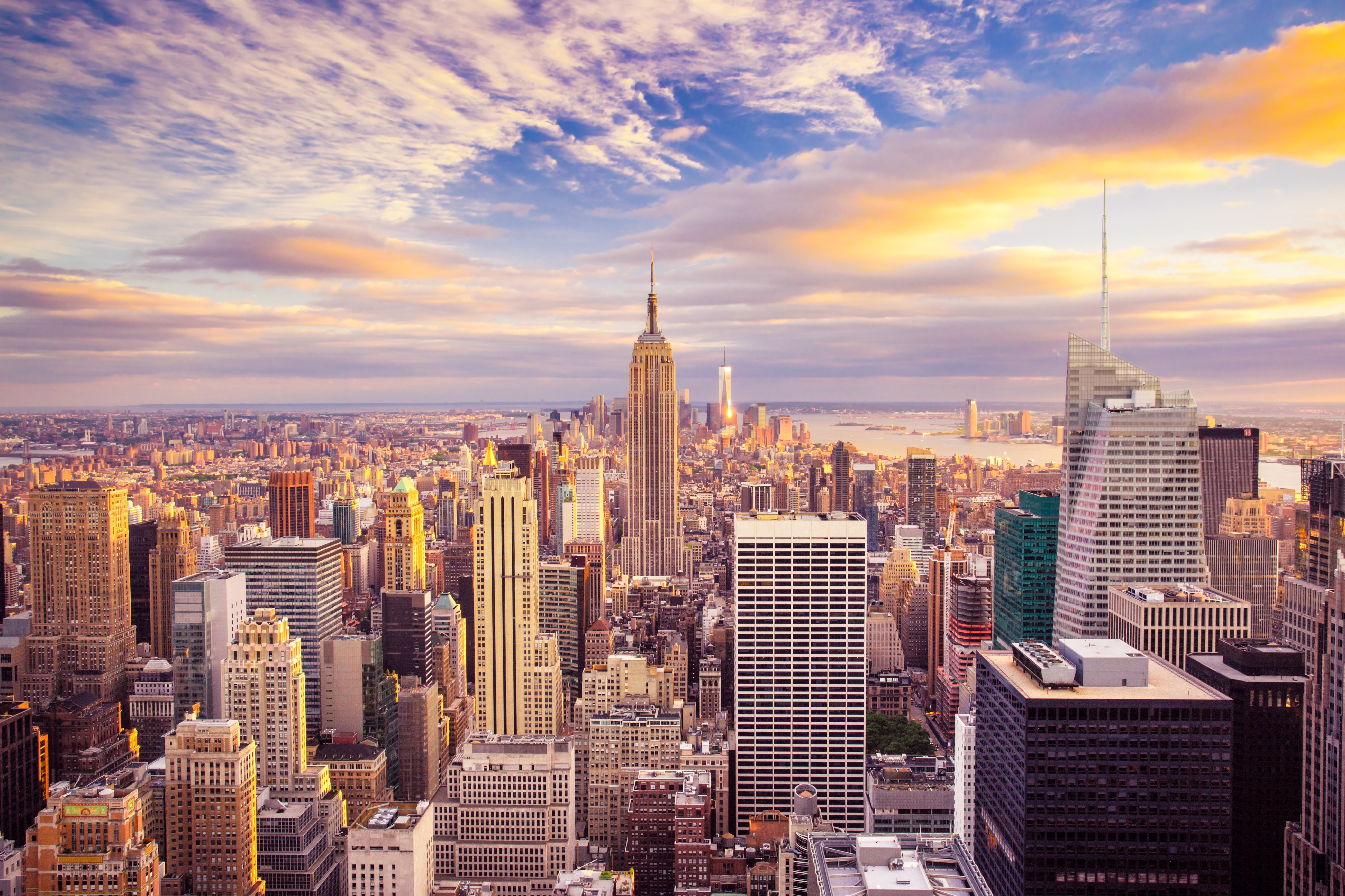 New York City Skyscrapers at Sunset HD Wallpaper