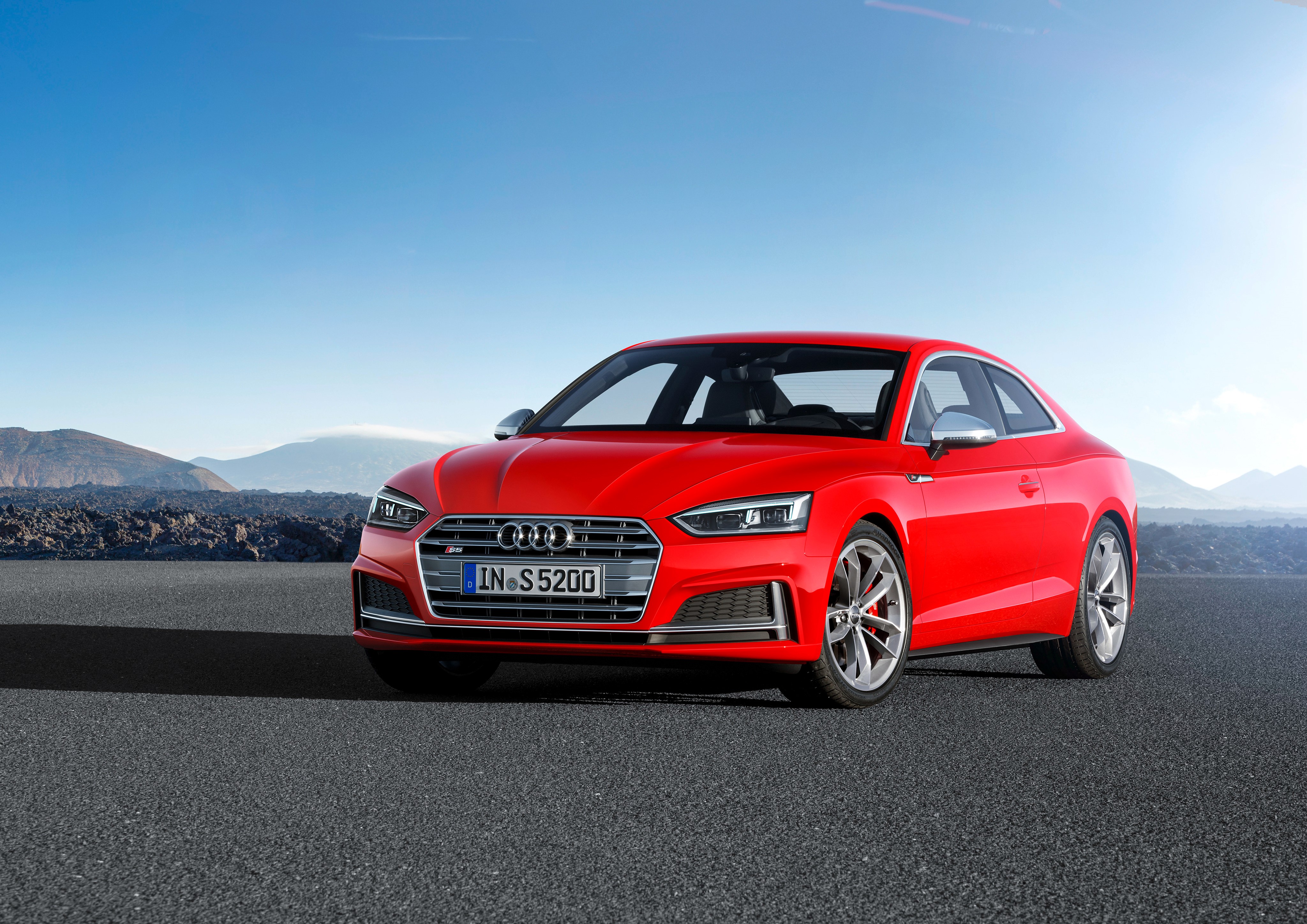 Red Audi S5 Coupe on Asphalt Road HD Wallpaper
