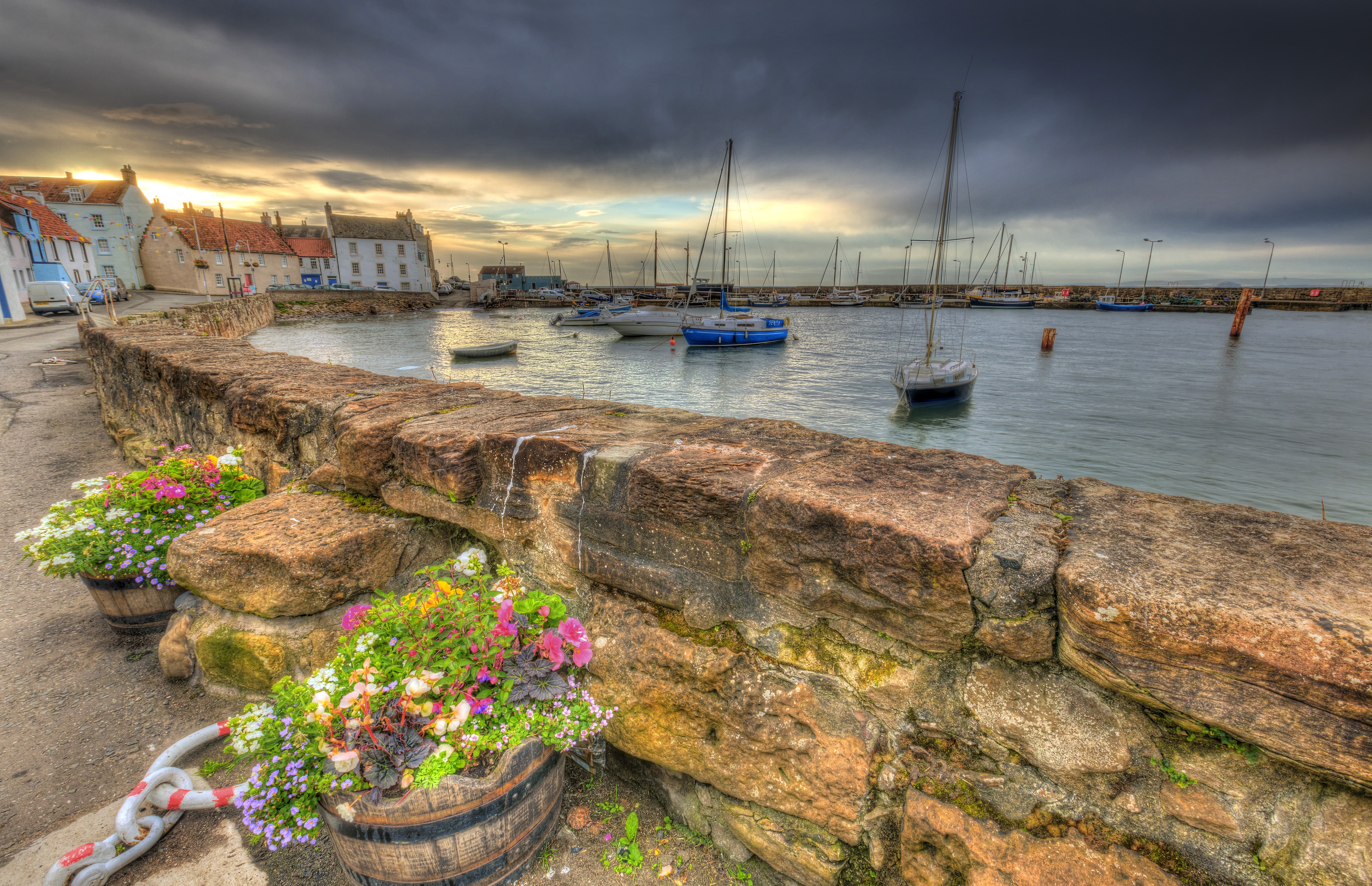 St Monans Harbour, Scotland Coastline with Sailing Boats HD Wallpaper
