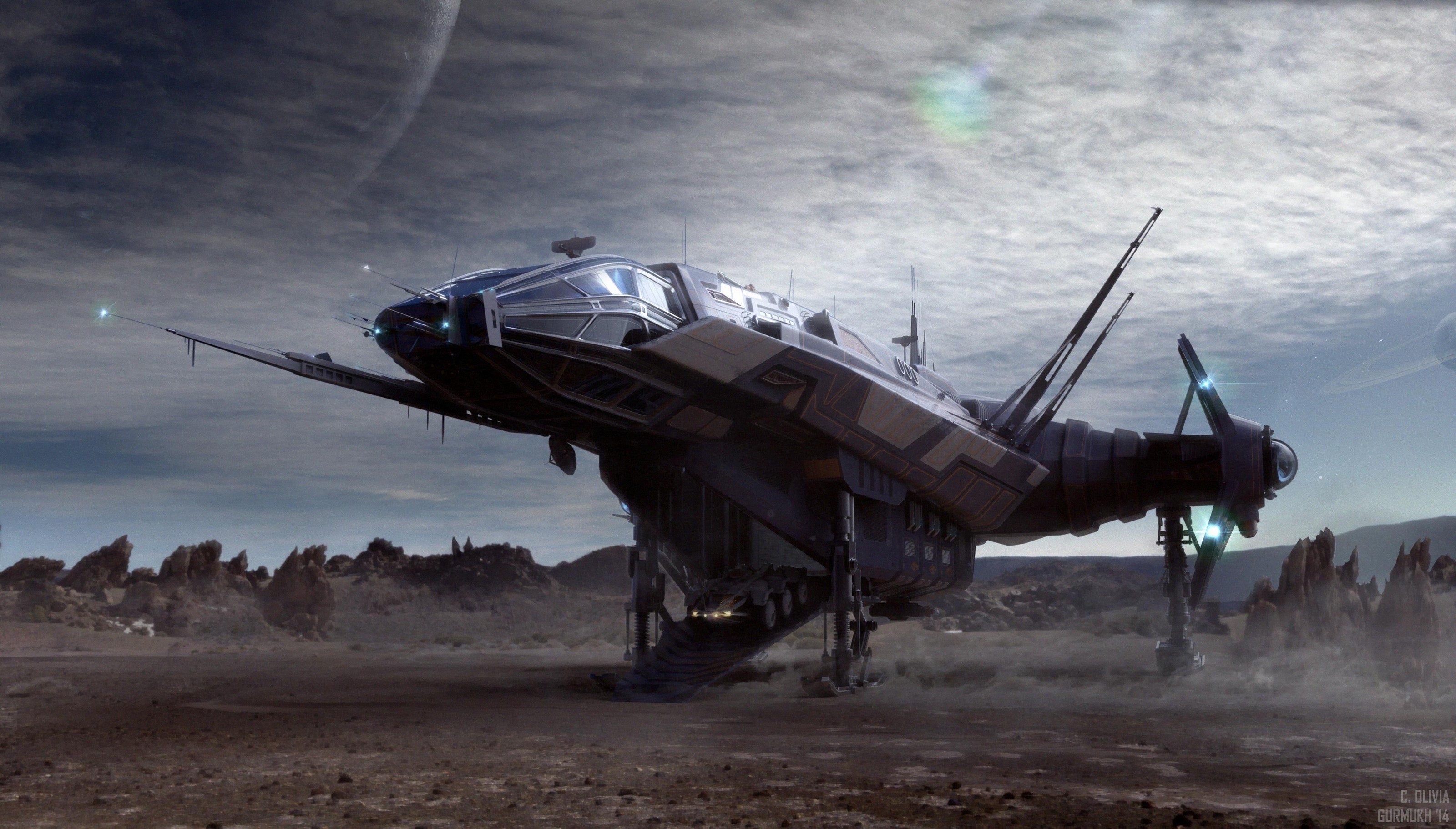 Star Citizen spaceship on a rocky alien planet HD Wallpaper