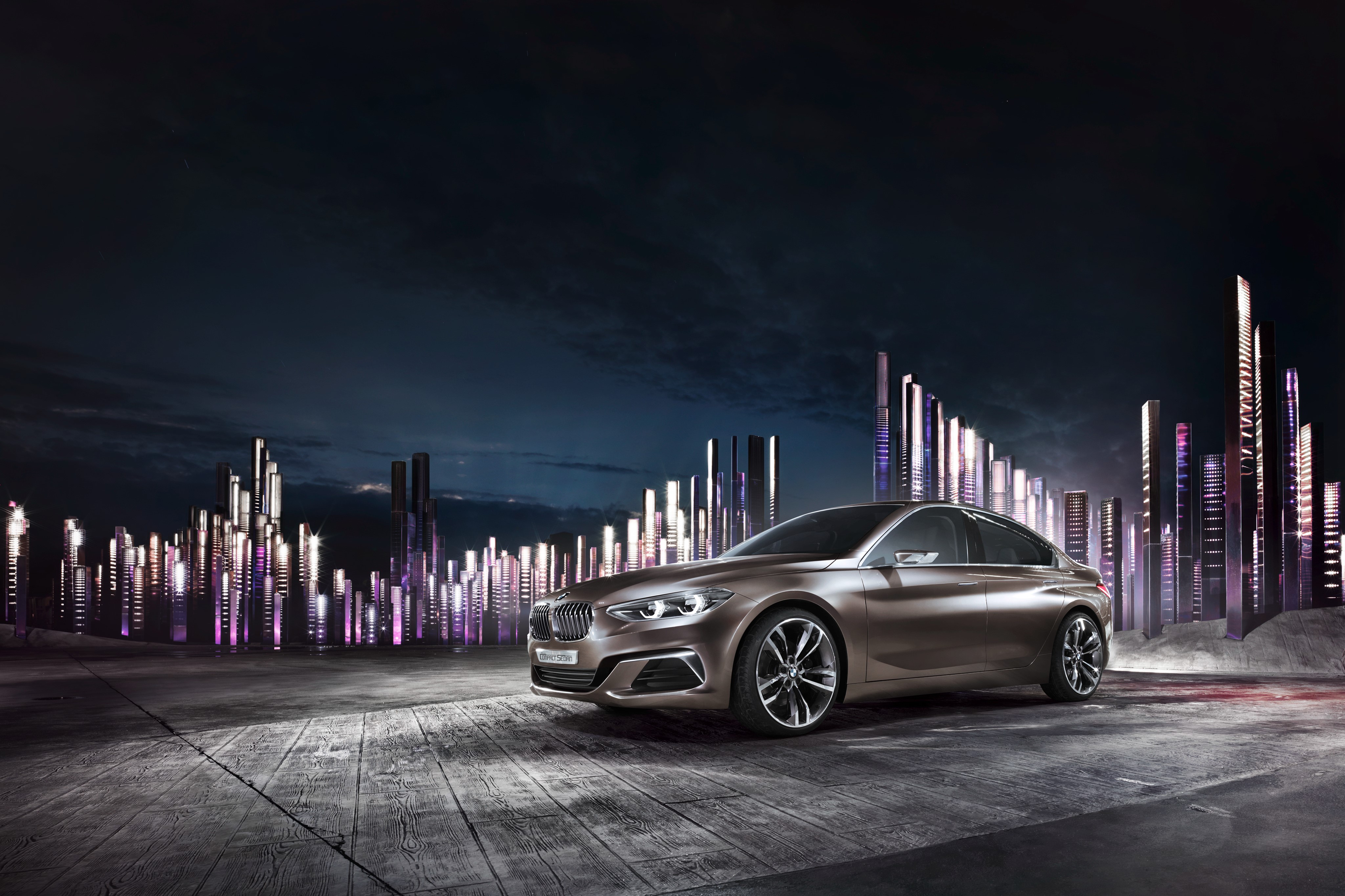 BMW Compact Sedan Concept Car at Night HD Wallpaper