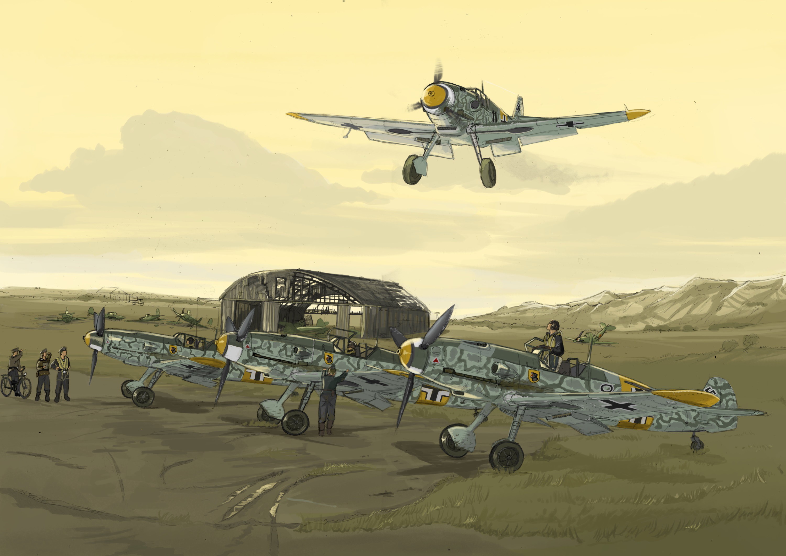 Messerschmitt Bf.109F2s of Jagdgeschwader 54 on the Ostfront in 1941 HD Wallpaper