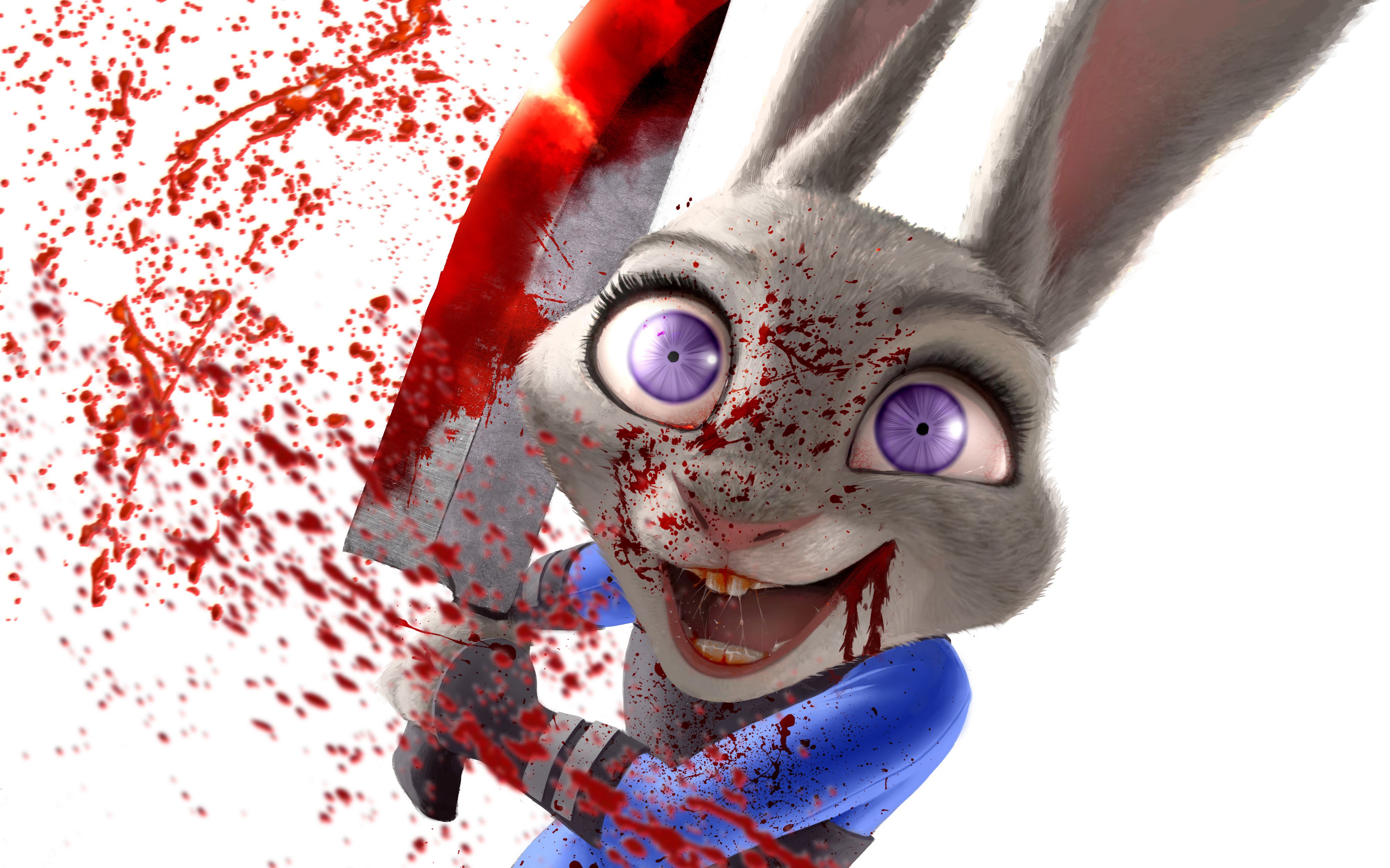 Judy Hopps from Zootopia with Knife and Blood HD Wallpaper