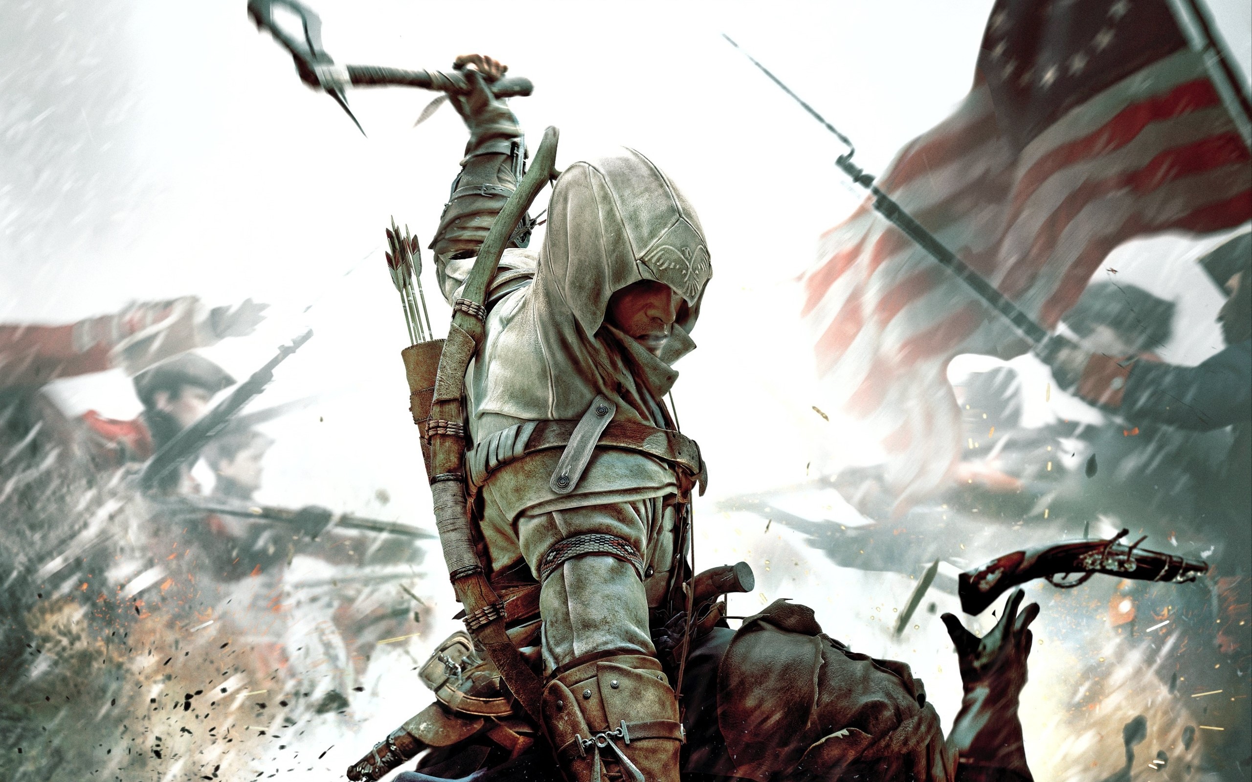 Connor Kenway from Assassin's Creed 3 in battle HD Wallpaper