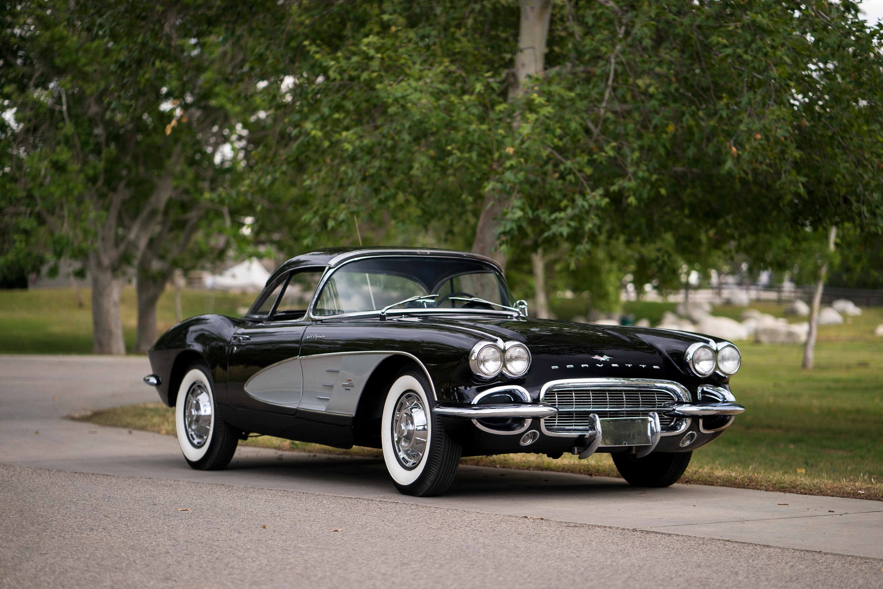 1961 Black Chevrolet Corvette HD Wallpaper
