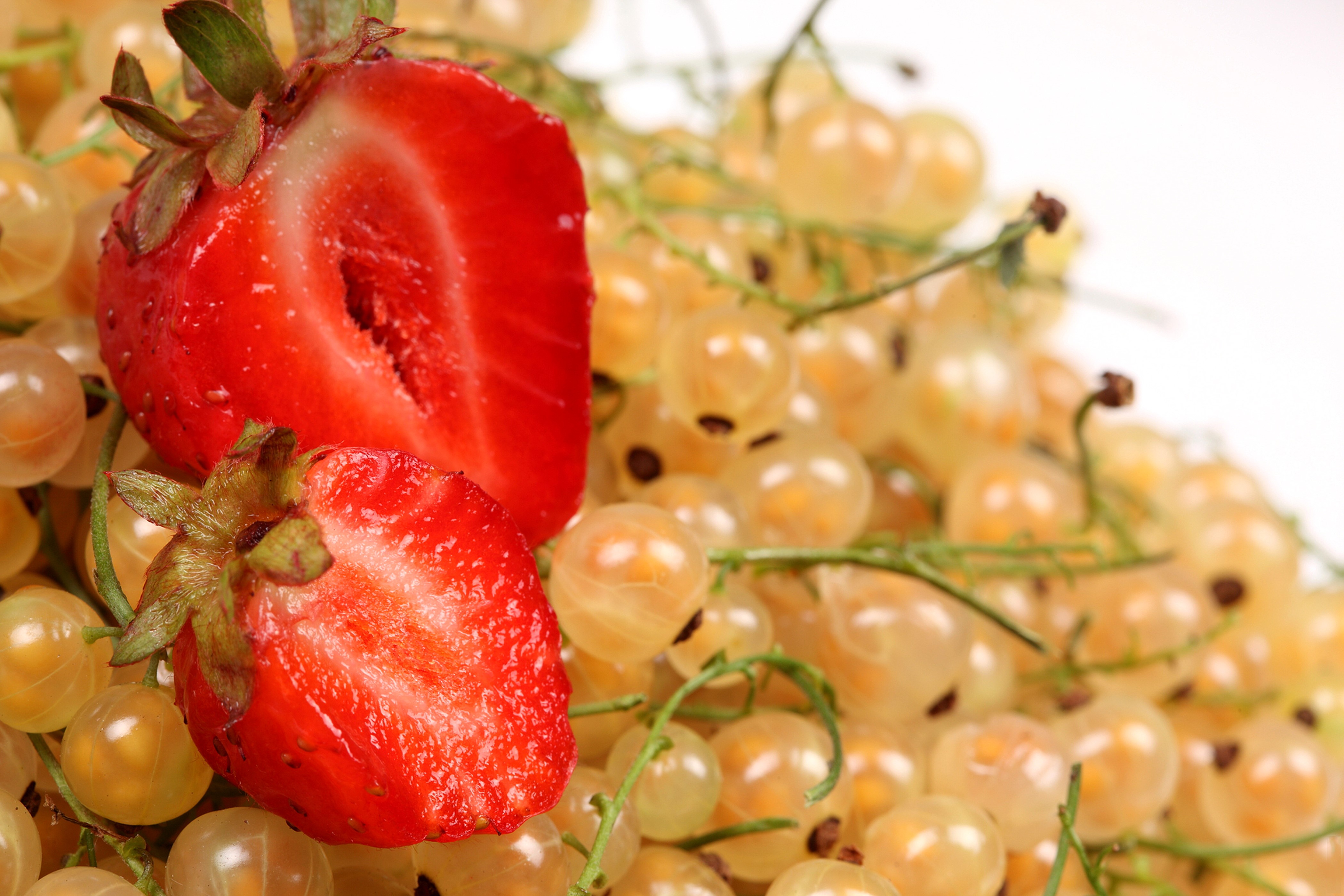 4K Strawberry and White Currants HD Wallpaper