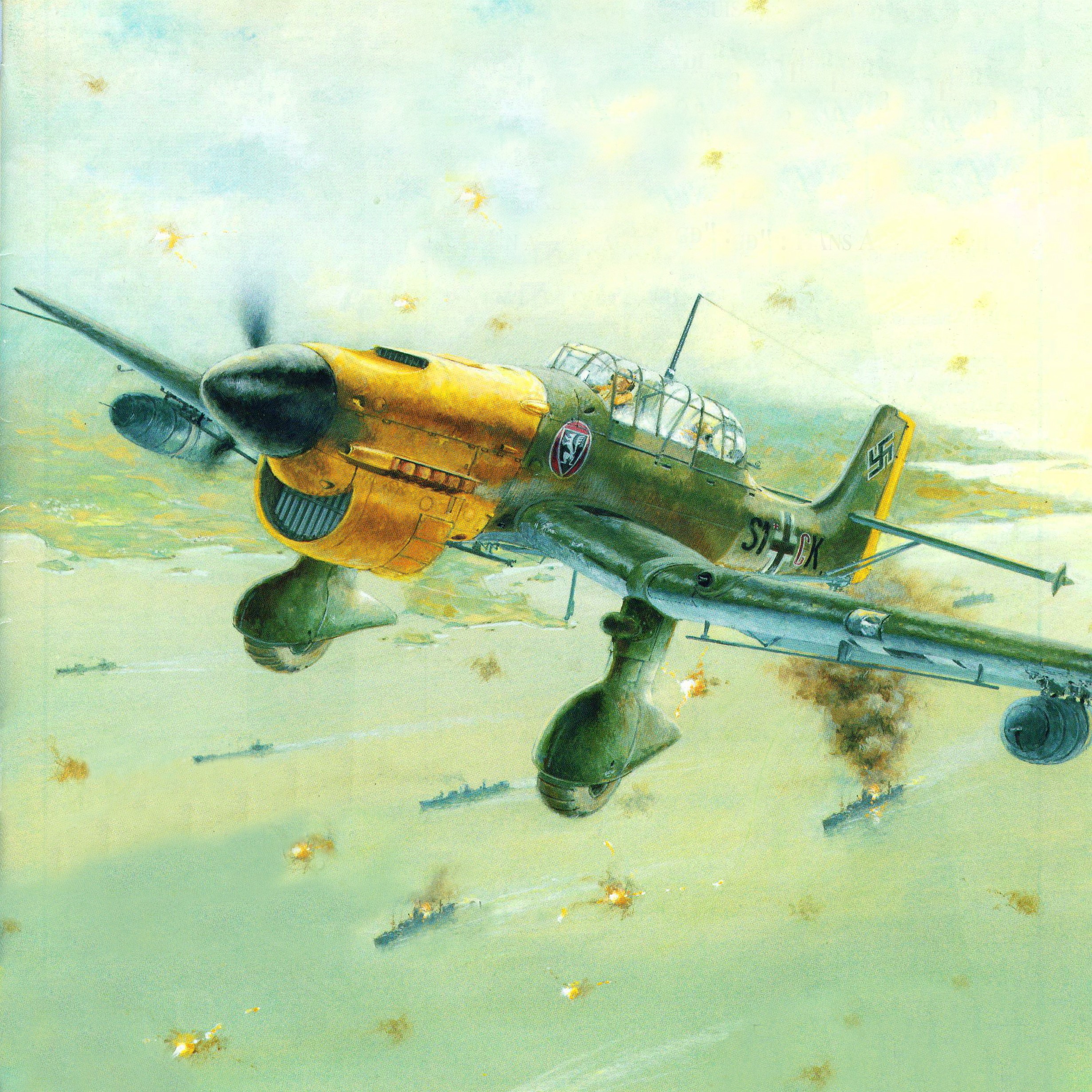 Junkers Ju 87 Stuka attacking ships HD Wallpaper