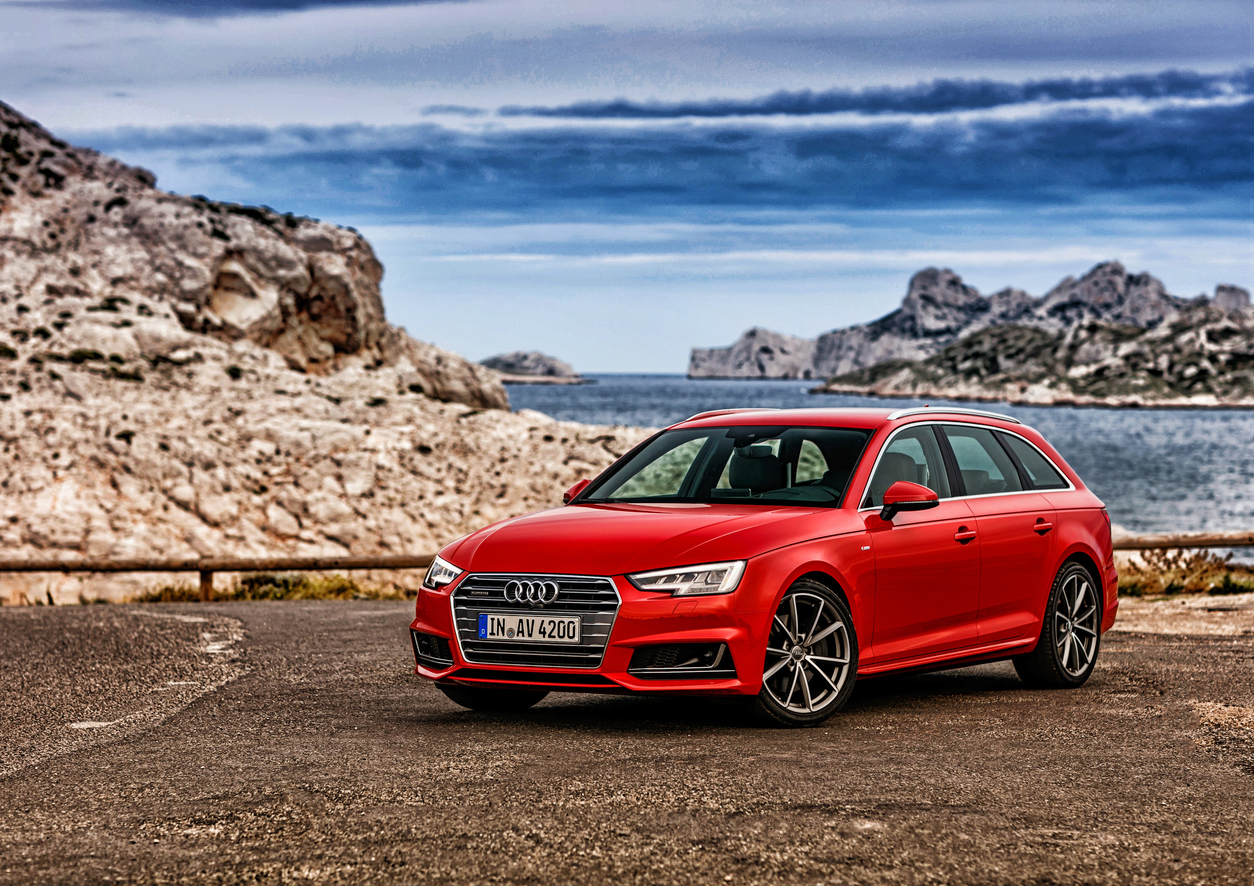 Red Audi A4 Avant quattro Estate Car HD Wallpaper