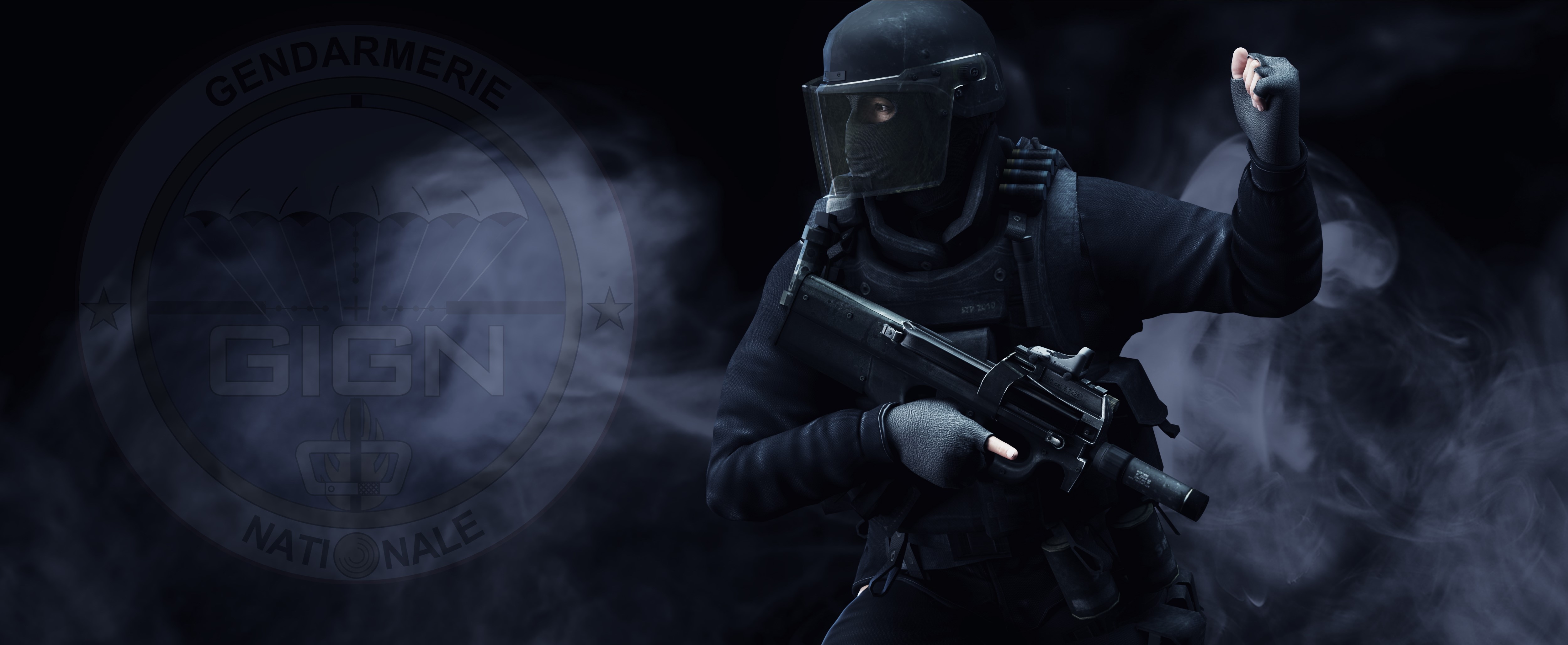 Soldier from National Gendarmerie Intervention Group with Assault Rifle HD Wallpaper