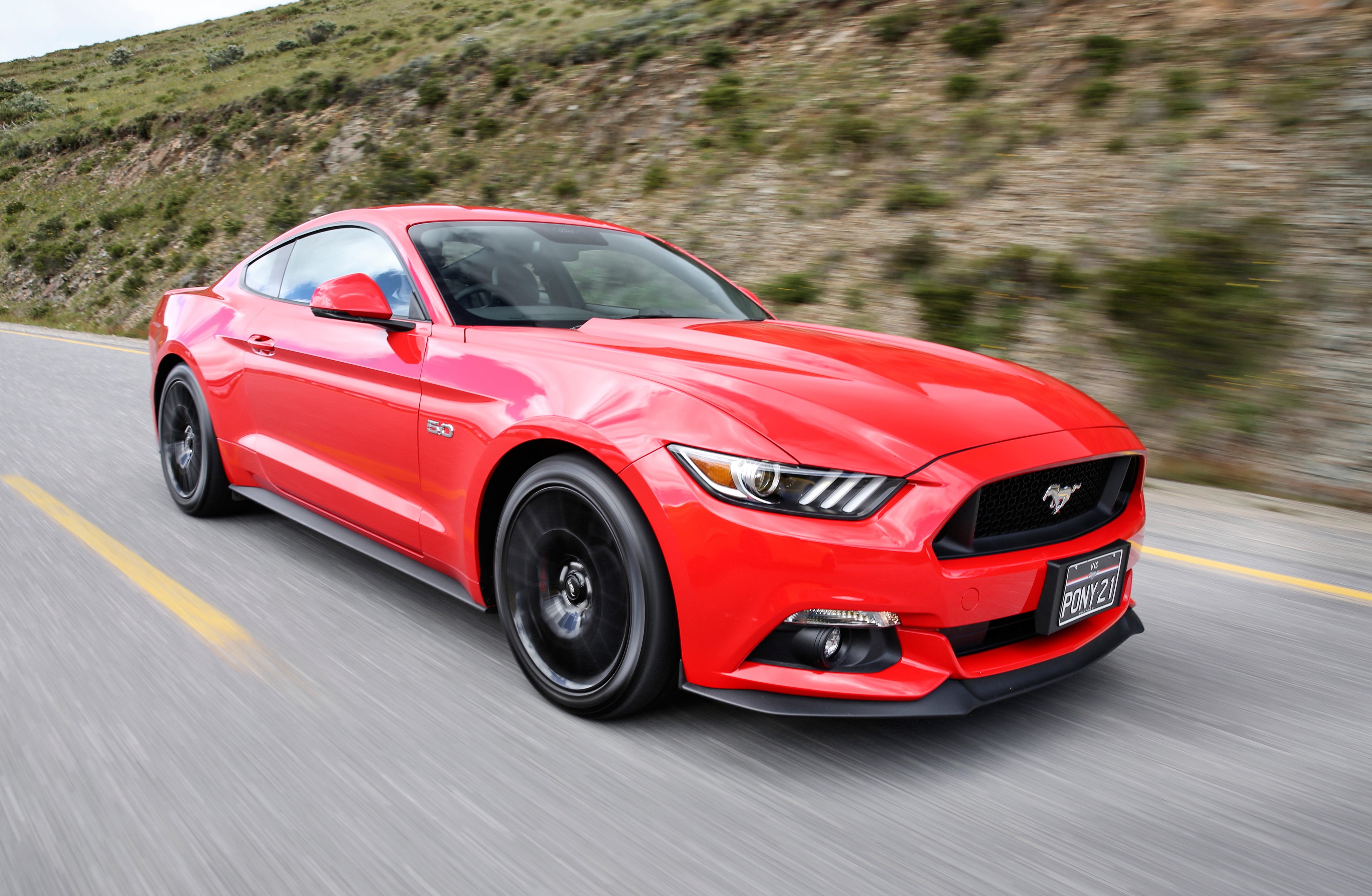 Red Ford Mustang GT500 in Motion HD Wallpaper