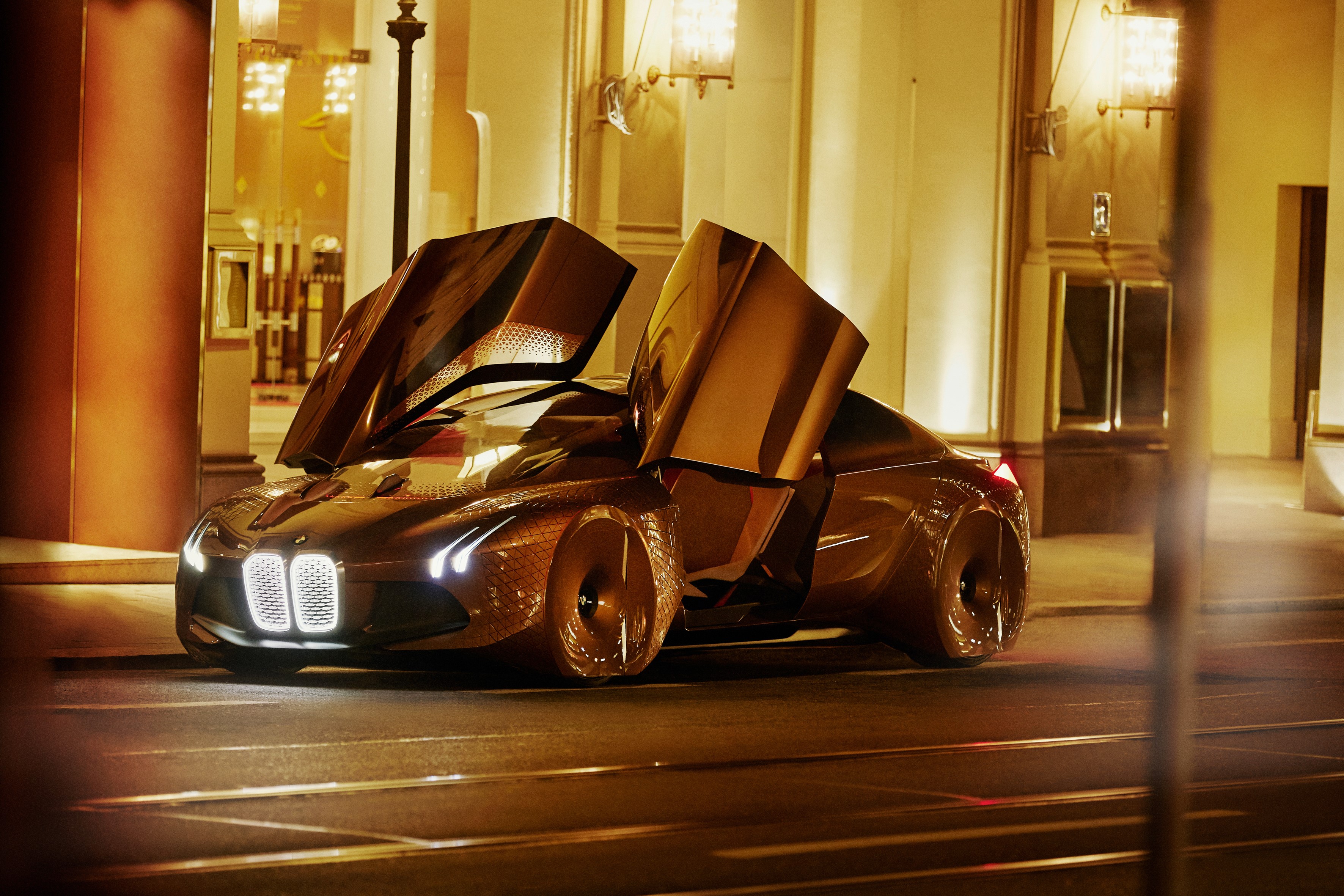 BMW Vision Next 100 concept car with doors open HD Wallpaper