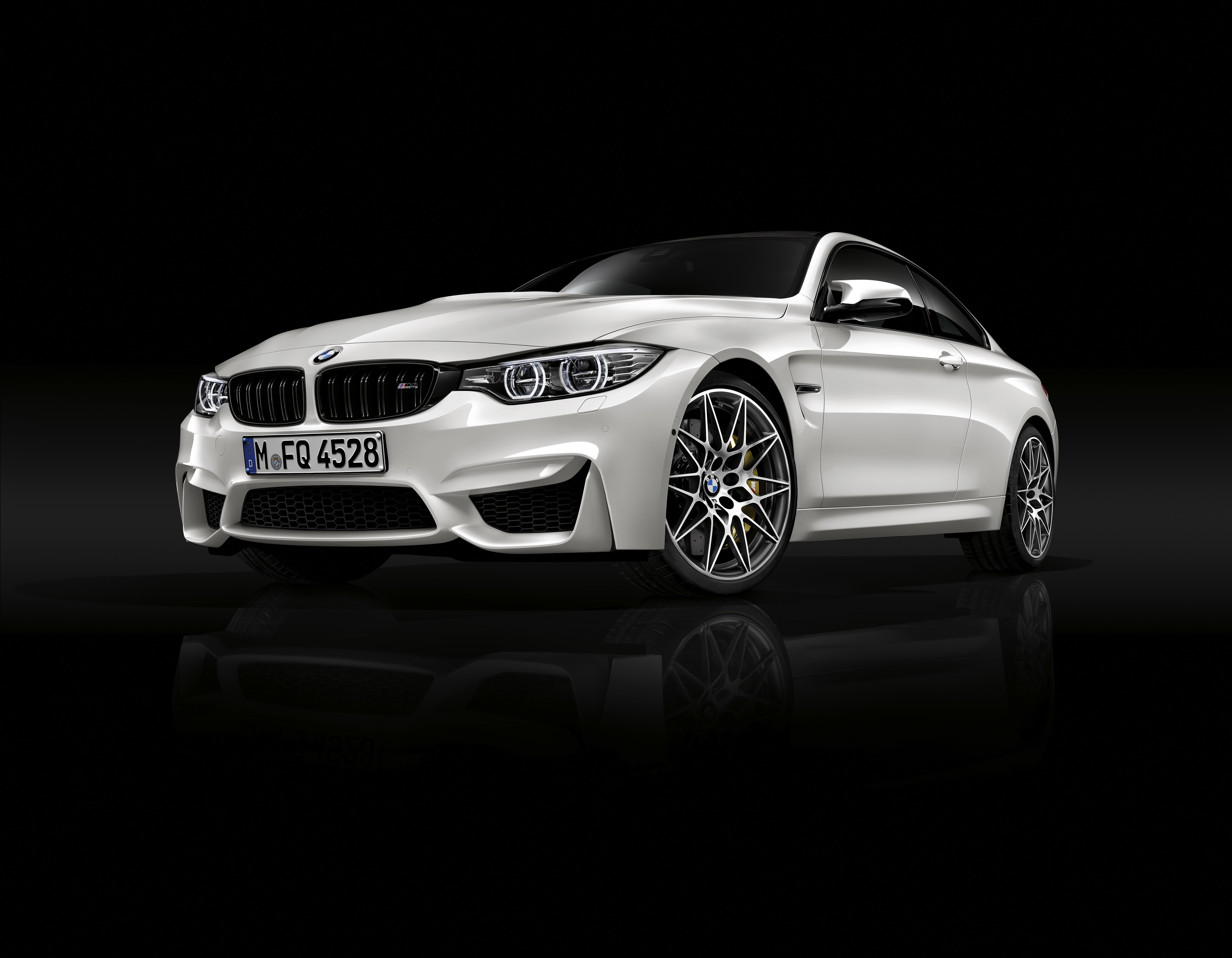 White BMW M4 F82 Coupe on Black Background HD Wallpaper