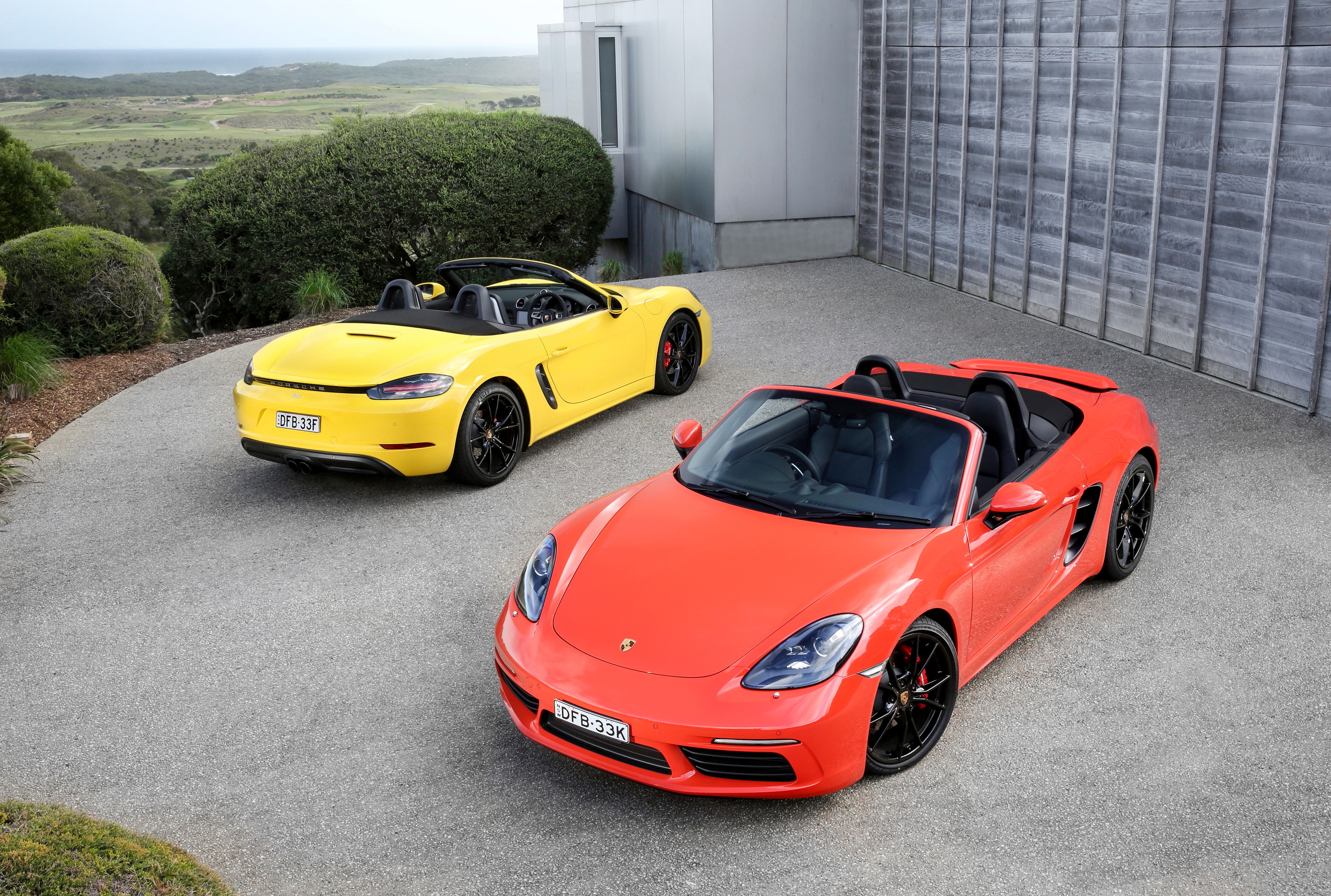 Two Porsche 718 Boxster S Cabriolets HD Wallpaper