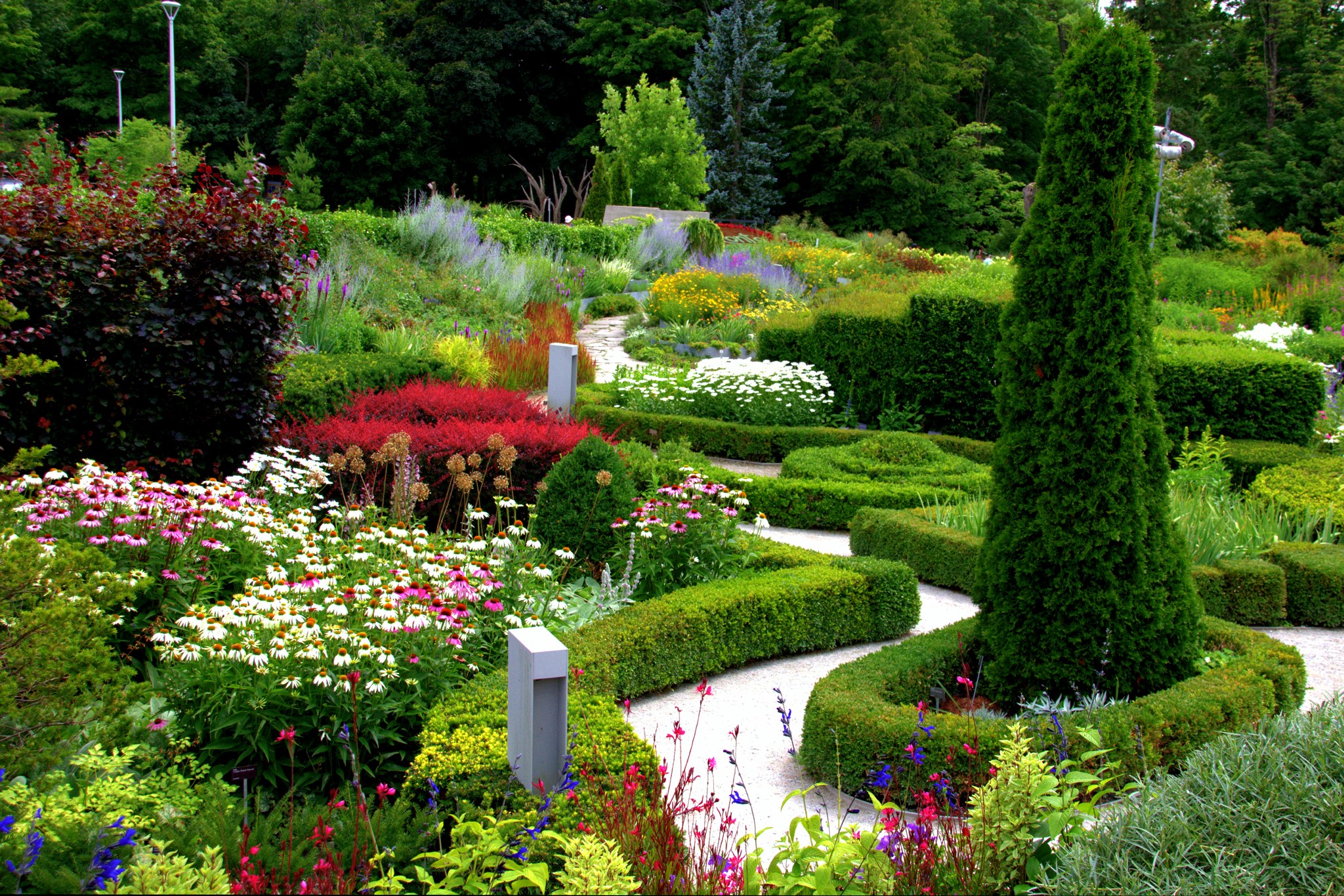 Botanical Garden with Flowers and Topiary HD Wallpaper