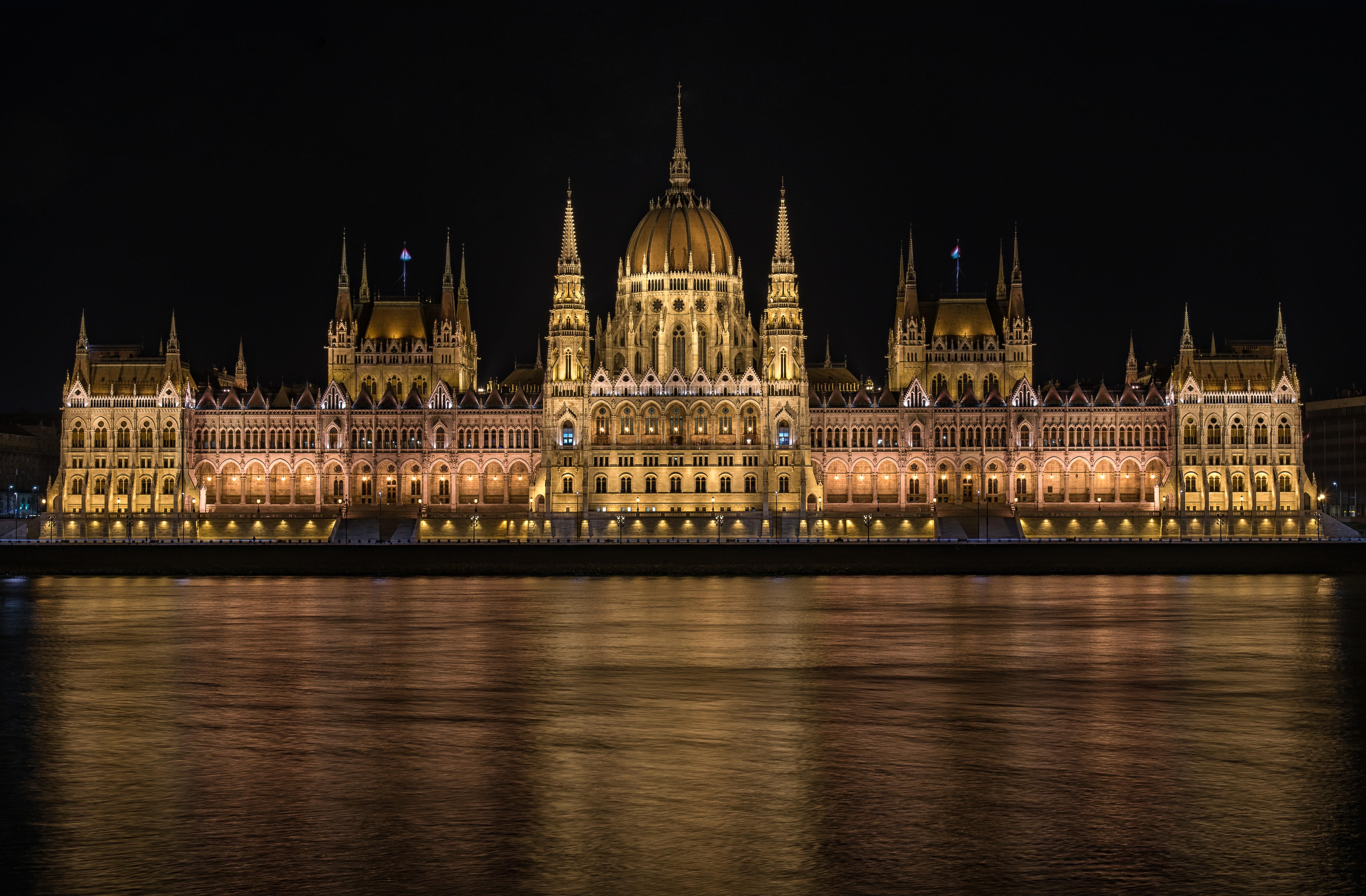 Hungarian Parliament Building at Night HD Wallpaper