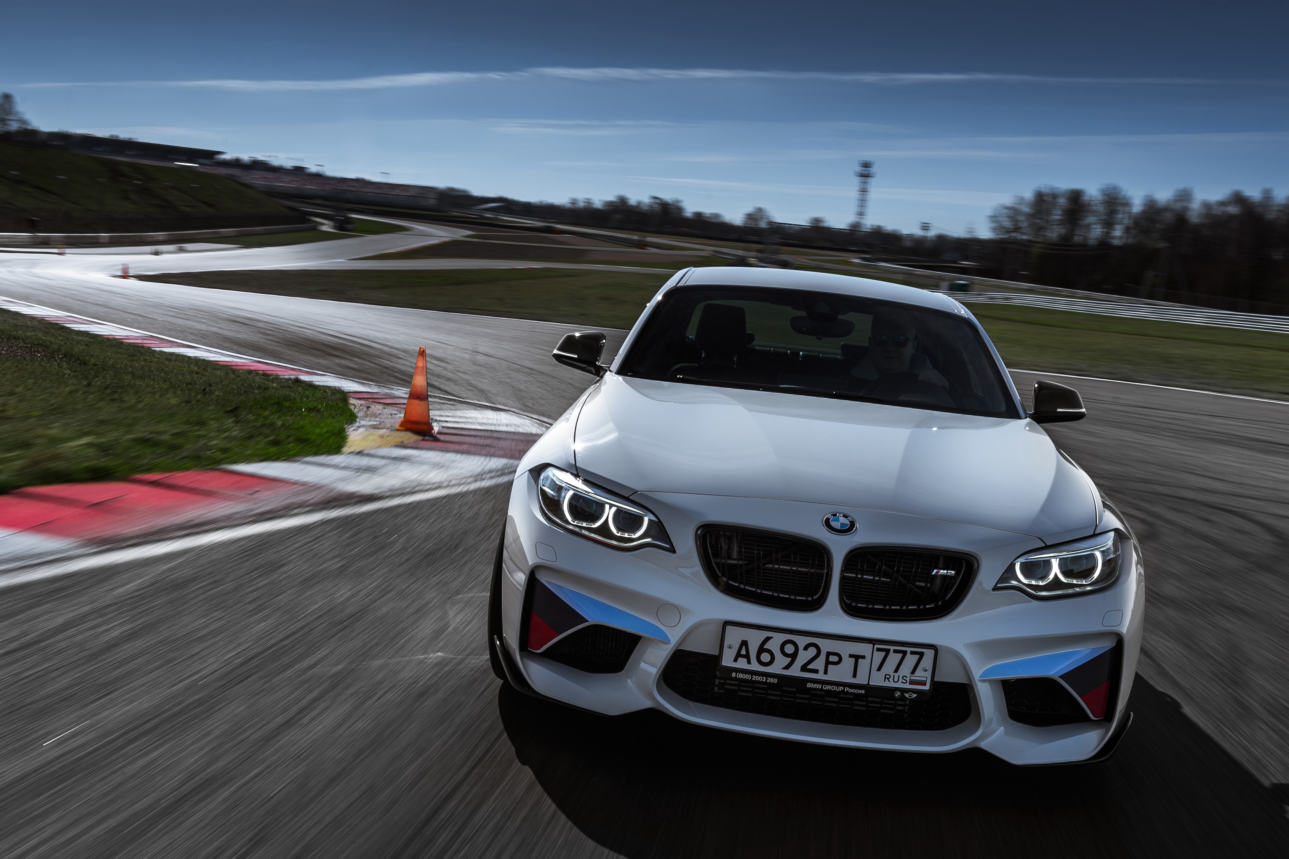 White BMW M2 F87 Coupe on a race track HD Wallpaper